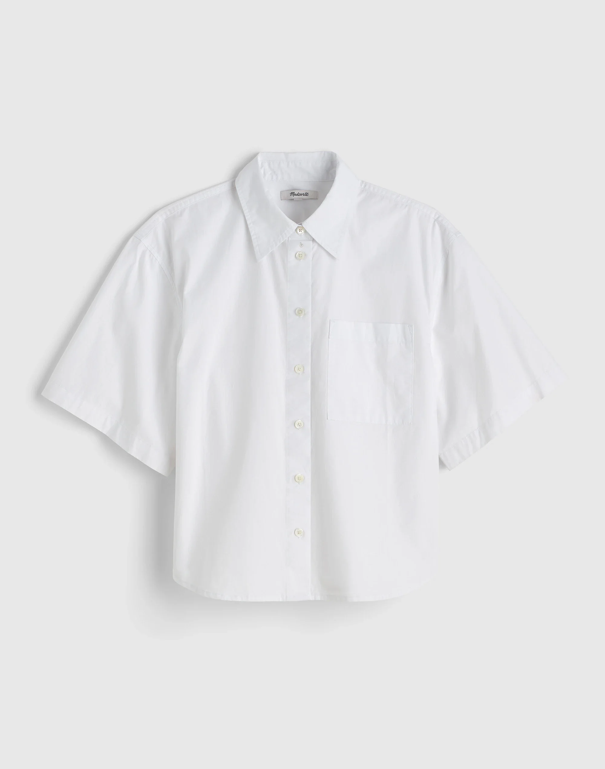 Straight-Hem Short-Sleeve Shirt in Poplin - 1