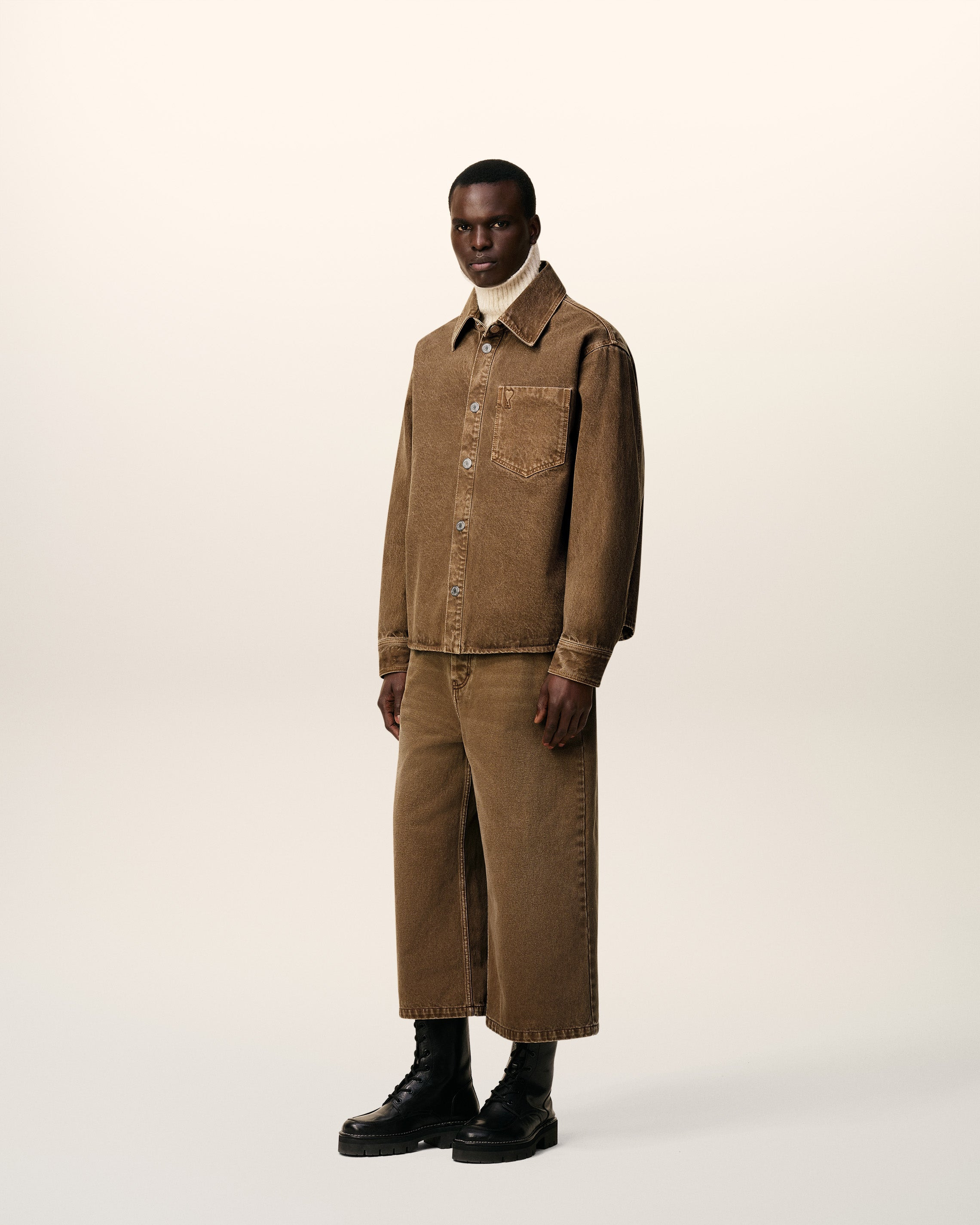 BROWN COTTON AMI DE COEUR OVERSHIRT - 6