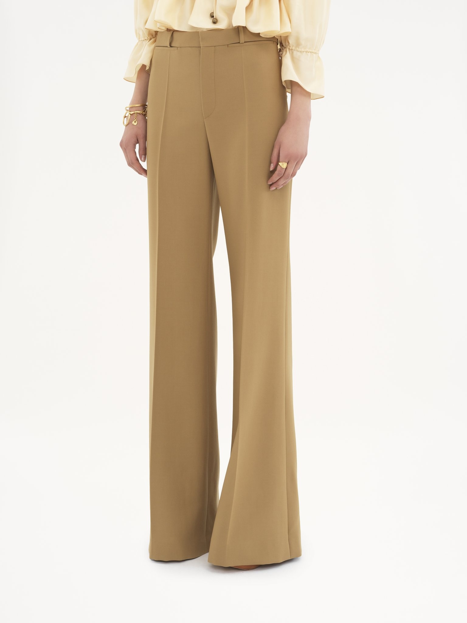 FLARED TAILORED PANTS IN WOOL GRAIN DE POUDRE - 4