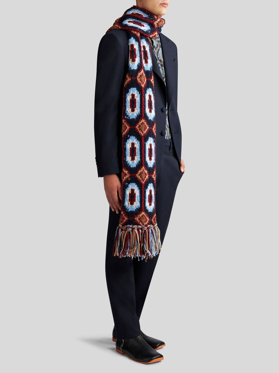 WOOL AND COTTON JACQUARD JACKET - 4