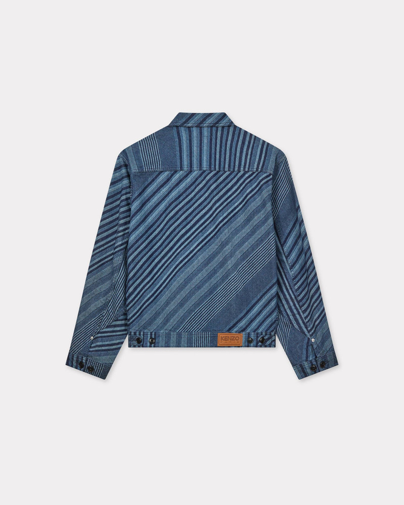 KENZO 'KENZO Diagonal Stripe' zipped trucker jacket in Japanese denim outlook