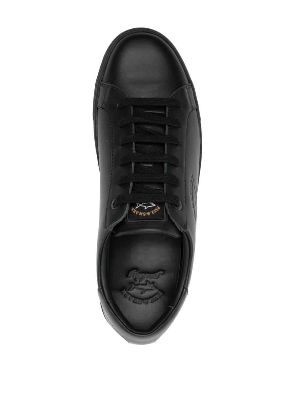 logo-debossed panelled leather sneakers - 4