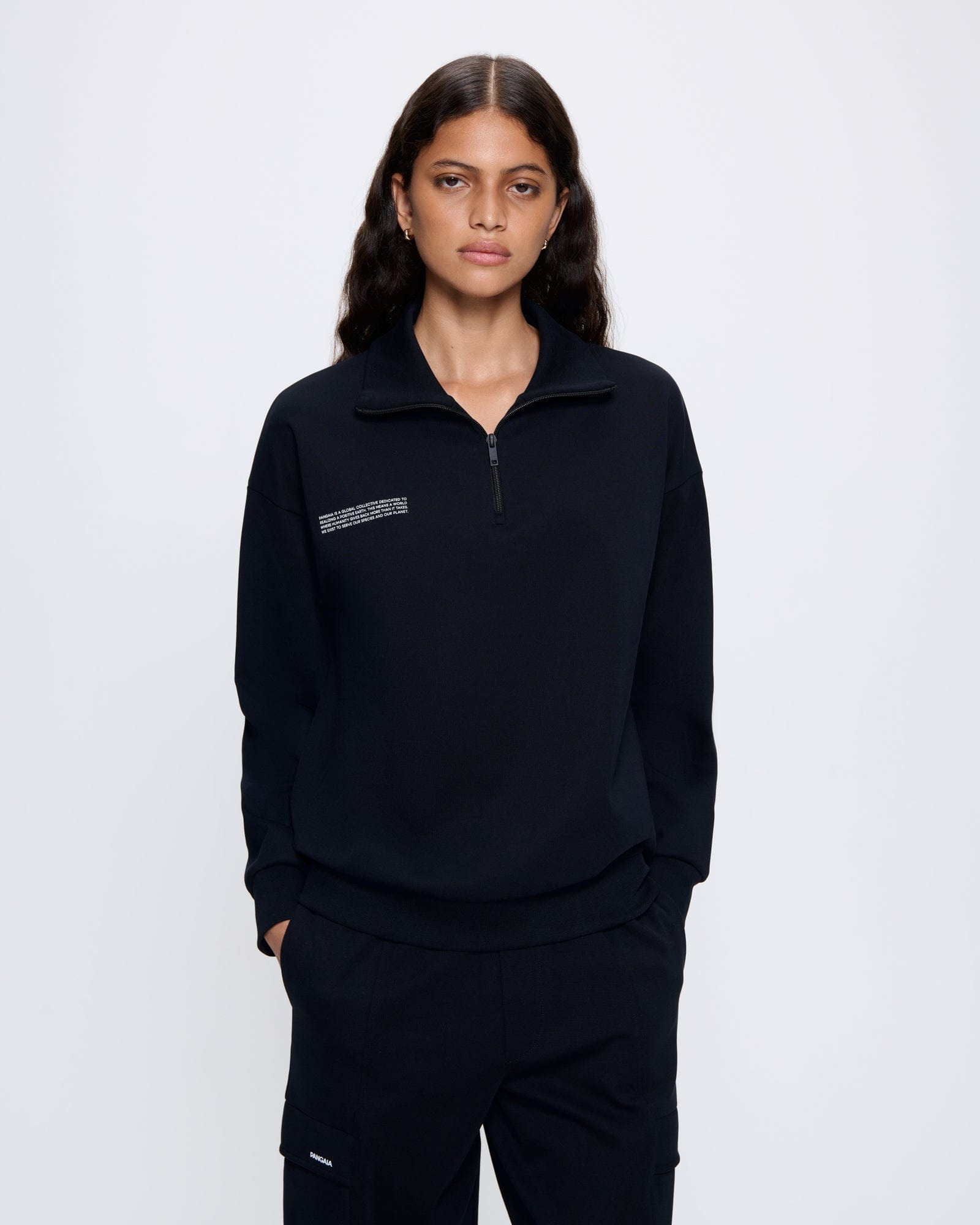 Womens DNA Double Jersey Half Zip Sweatshirt - Black - 2