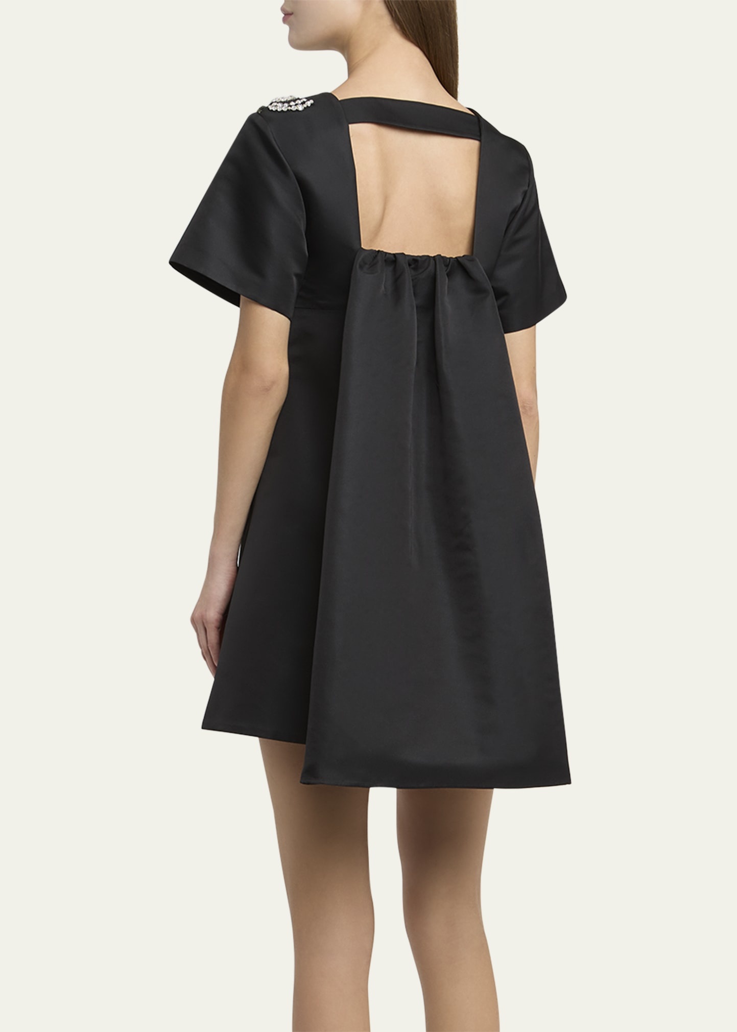 Crystal Rose Short-Sleeve Taffeta Mini Dress - 3