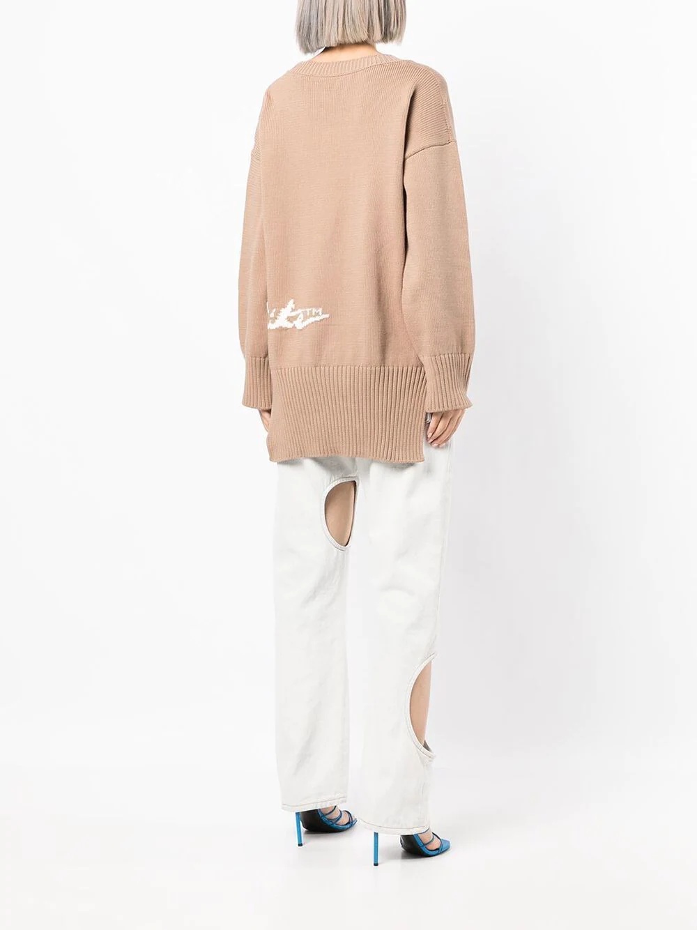 intarsia-logo ribbed jumper - 4