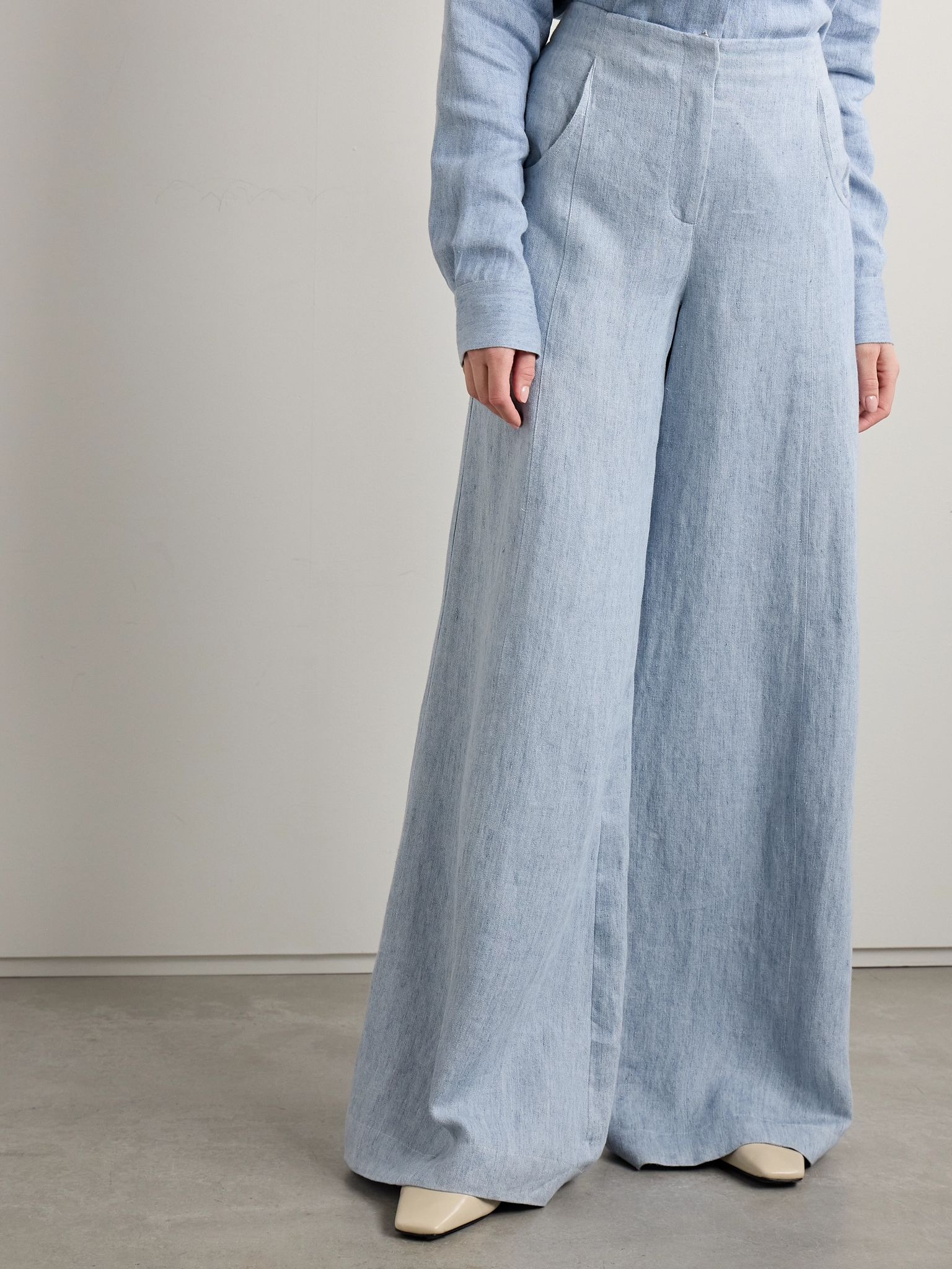 Demie hemp denim wide-leg pants Light denim - 3