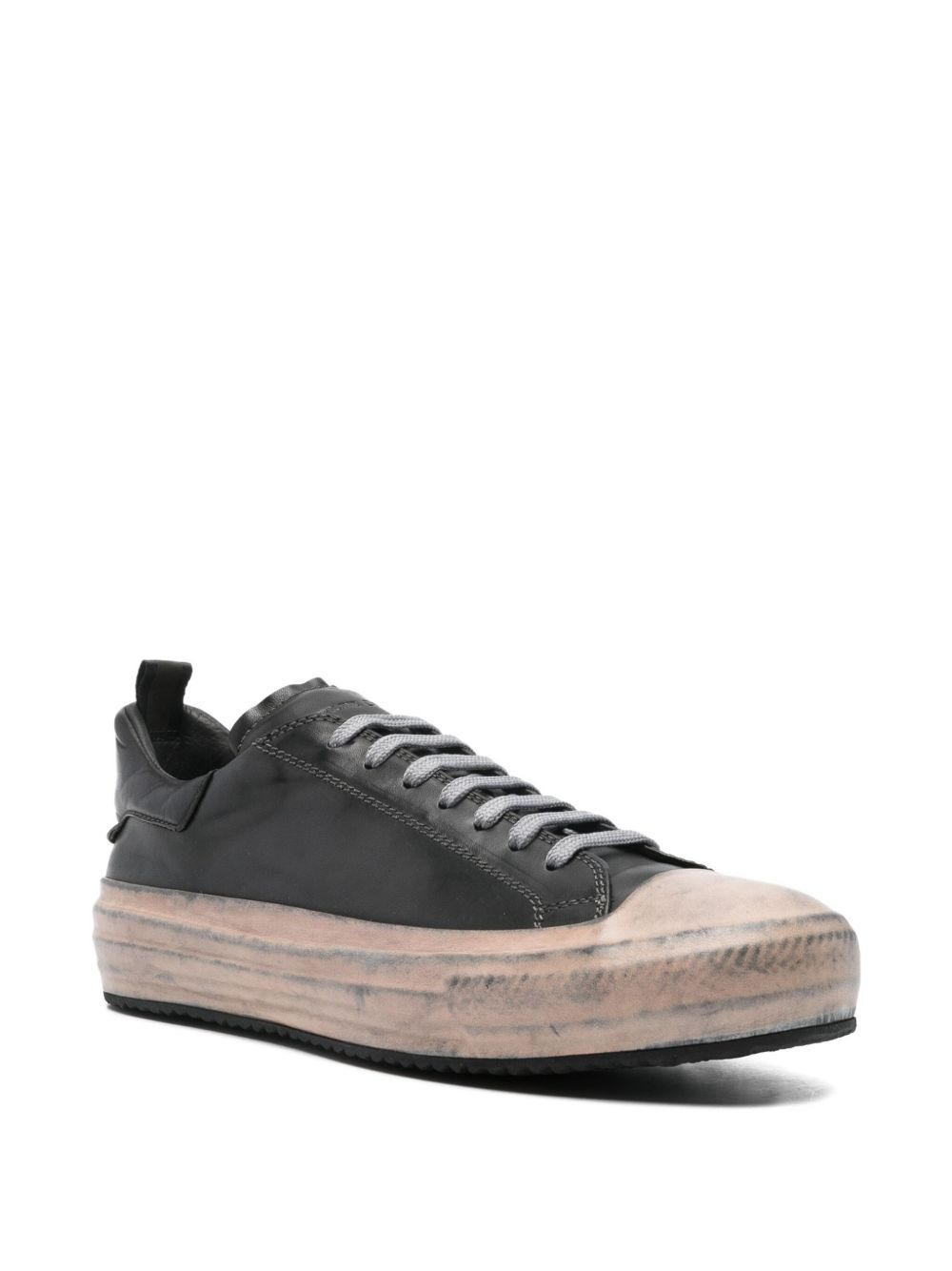 leather lace-up sneakers - 2