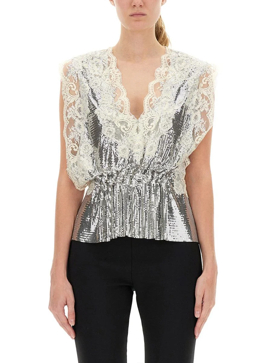 Rabanne Lace And Sequin Top - 1