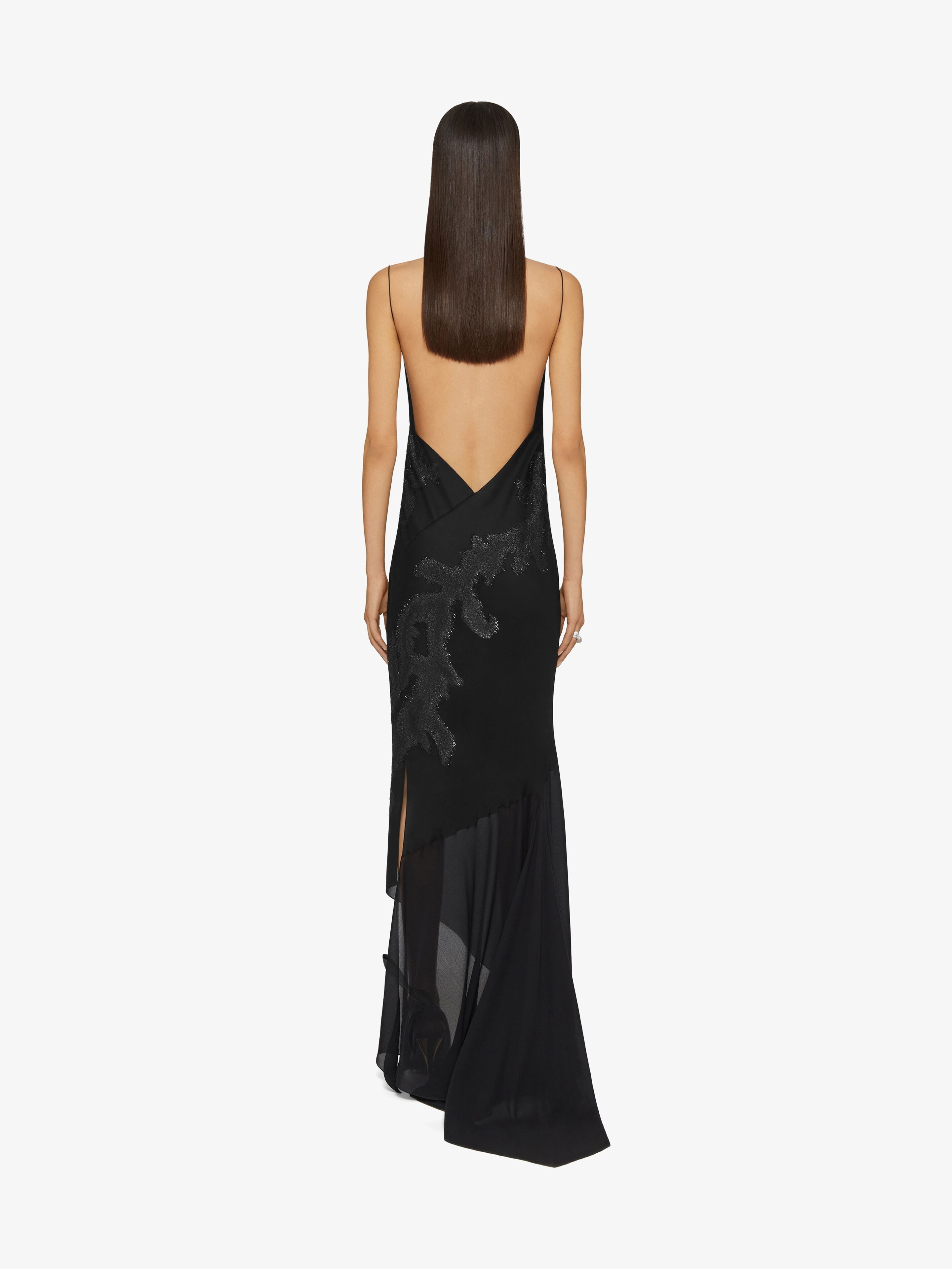 EVENING DRESS IN SILK WITH LUREX CUT THREAD EMBROIDERY - 4