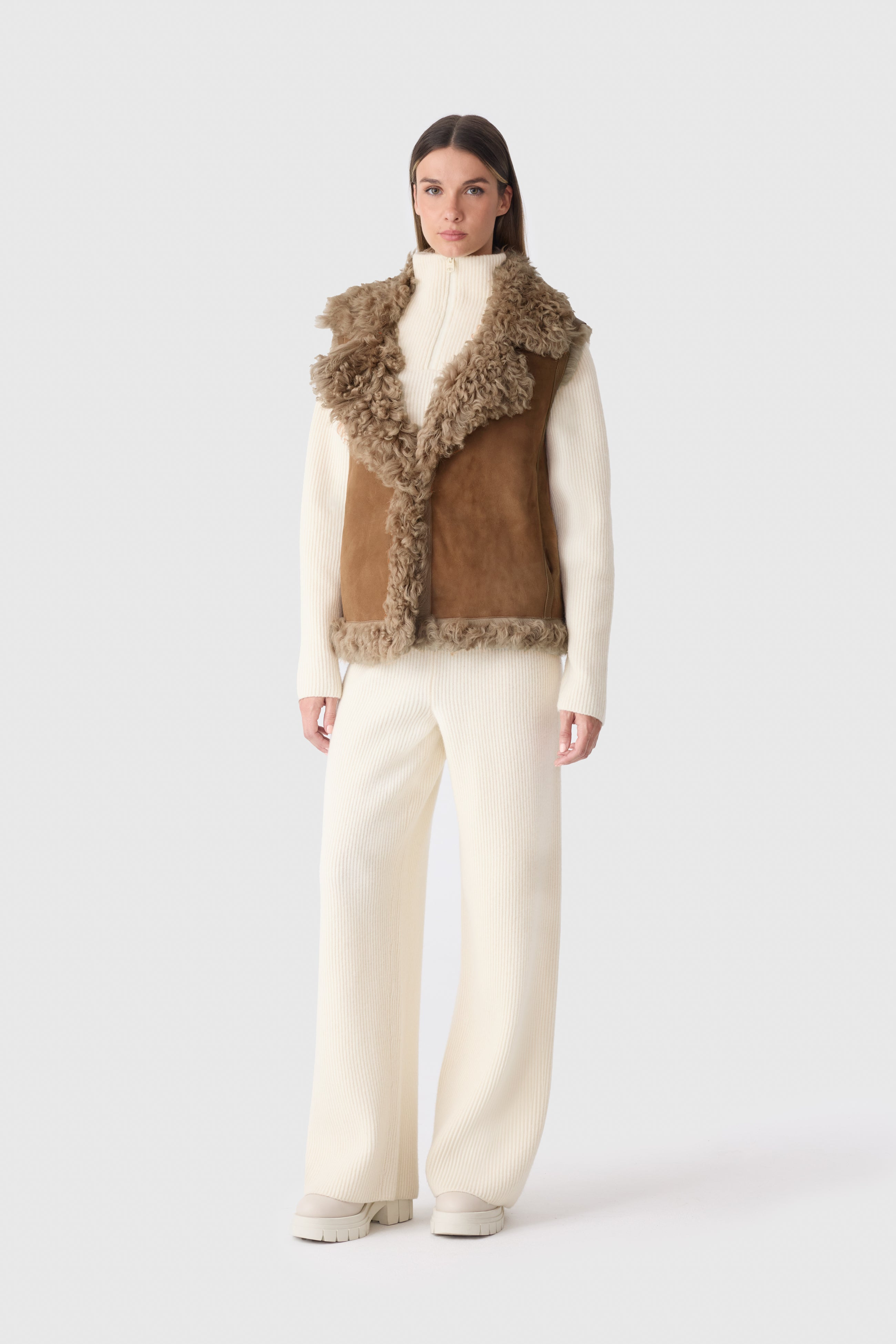 KASIA Reversible Shearling Leather Vest - 3