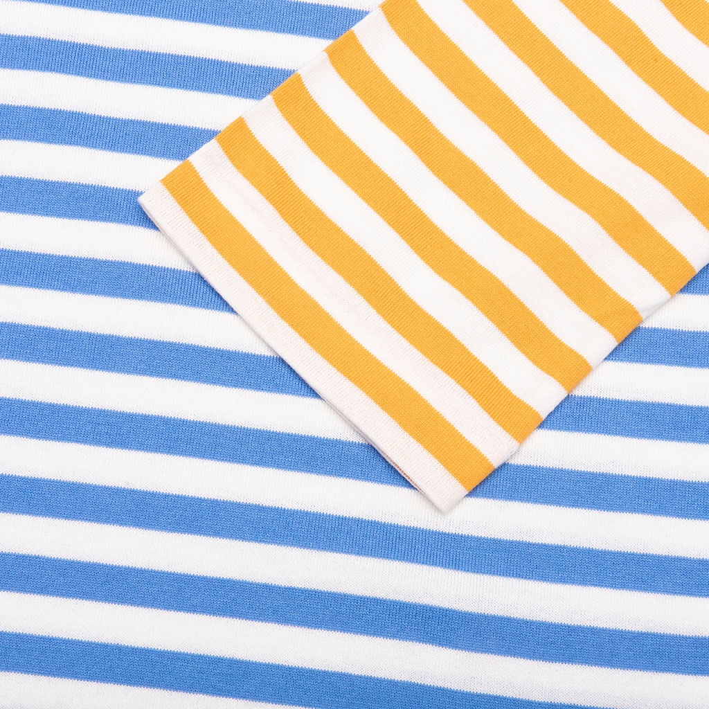 WOMEN'S BI-COLOR STRIPE T-SHIRT - BLUE/YELLOW - 4