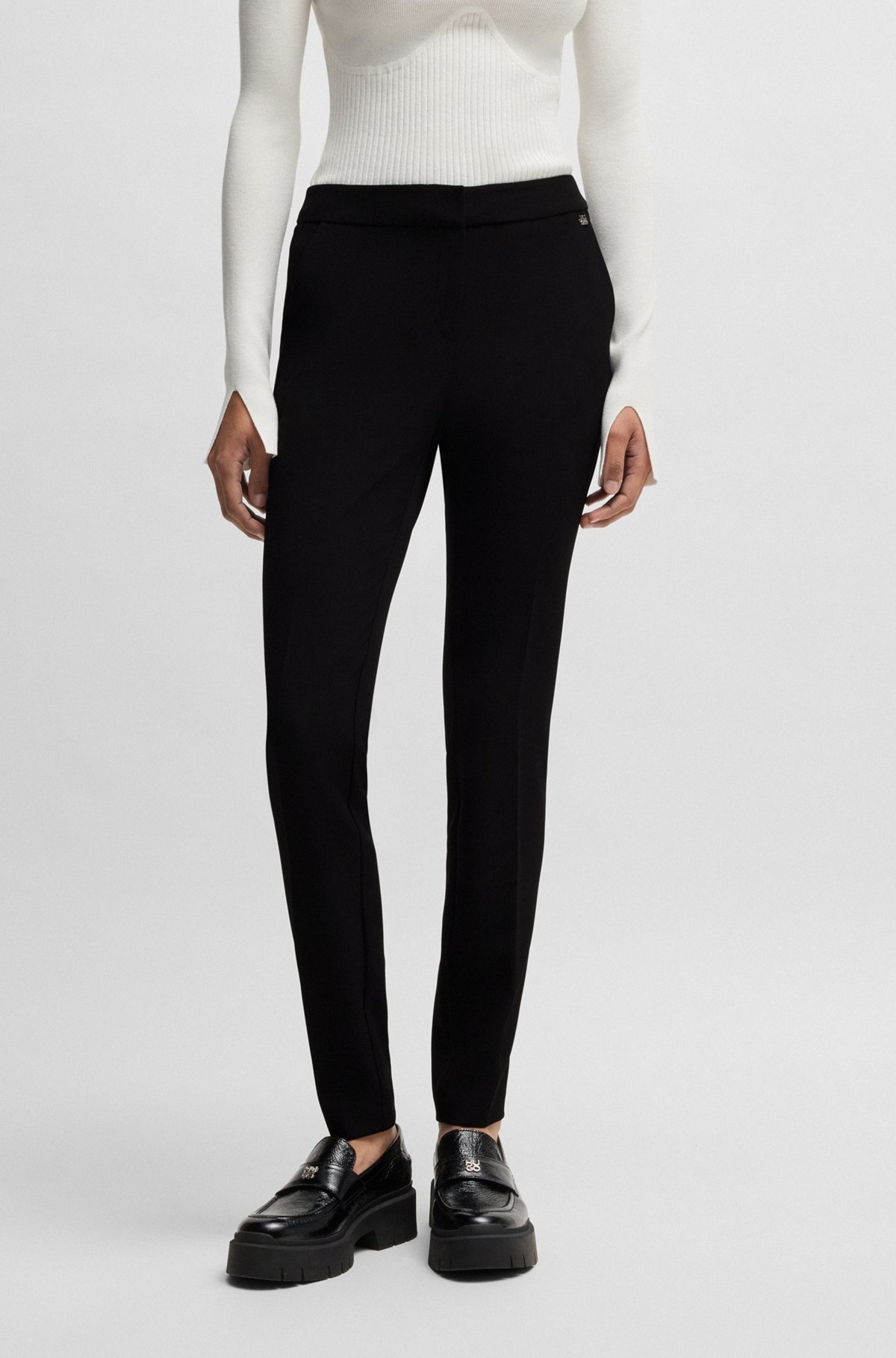 SLIM-FIT TROUSERS IN STRETCH FABRIC WITH LOGO RIVET - 2