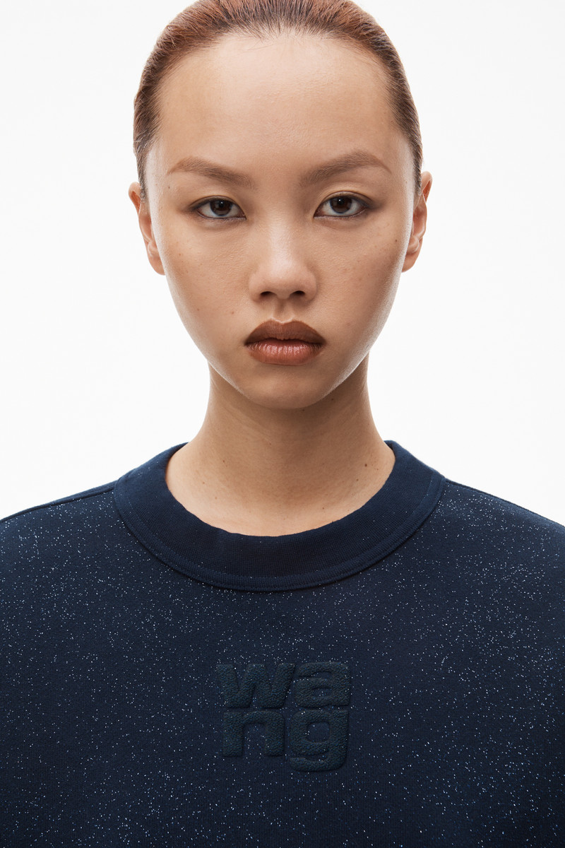 puff logo sweatshirt in glitter terry 3