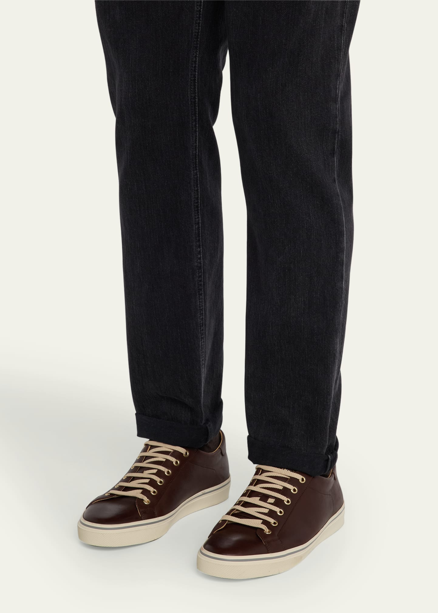 Men's Vulcanized-Sole Leather Low-Top Sneakers - 2