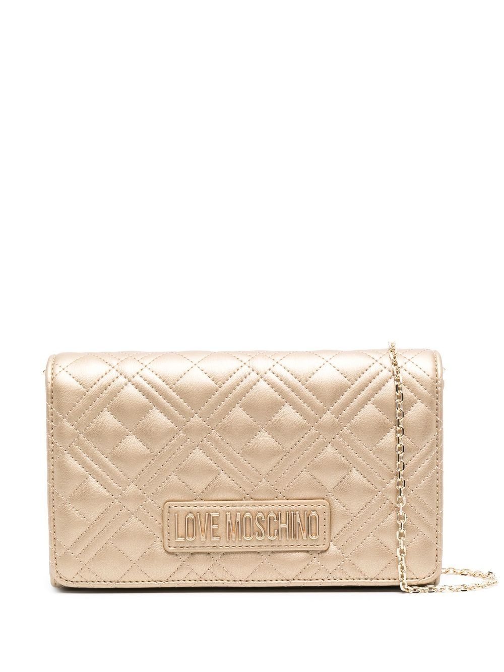 logo-plaque quilted shoulder bag - 1