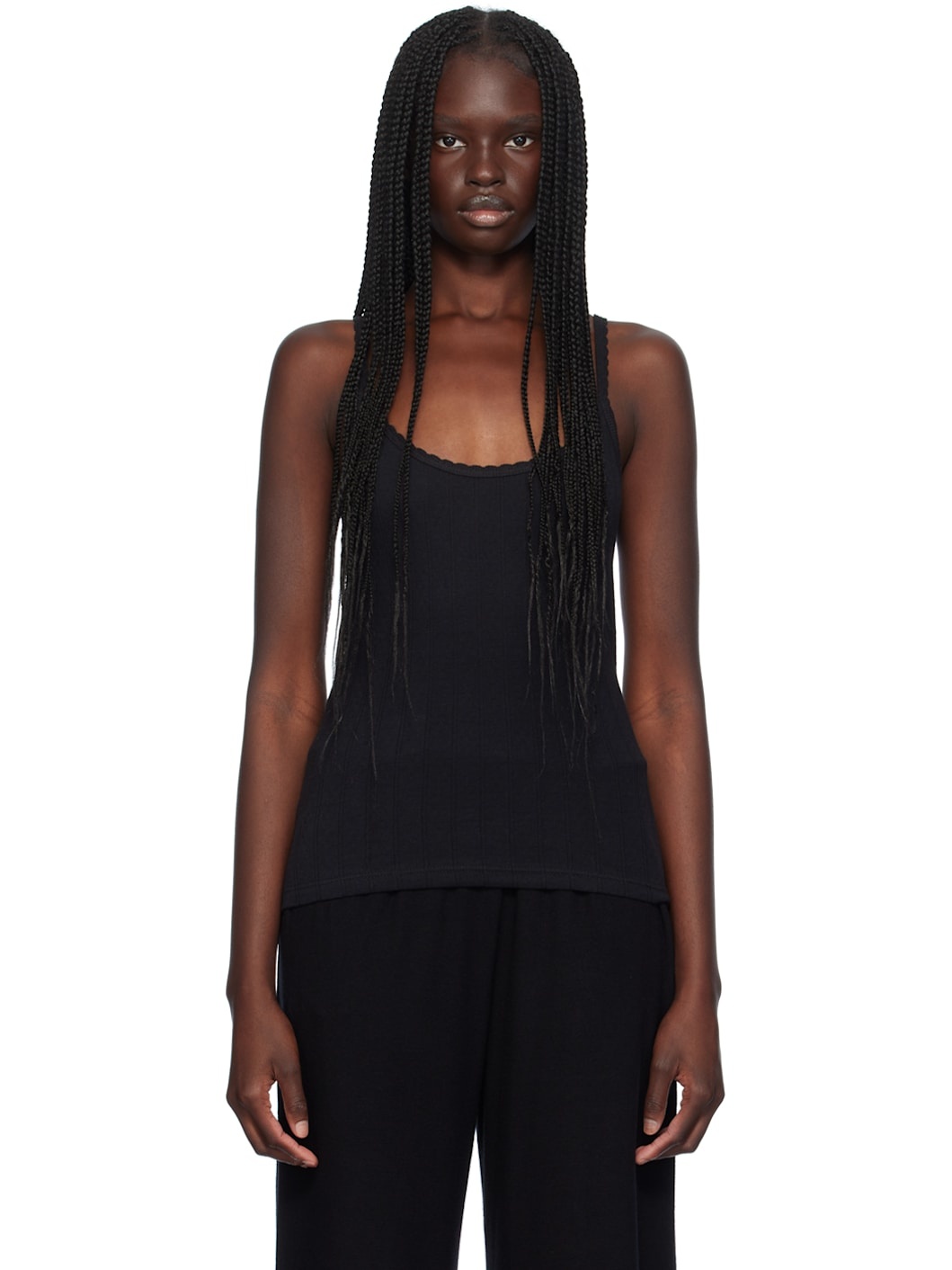 Black Spaghetti Strap Tank Top - 1