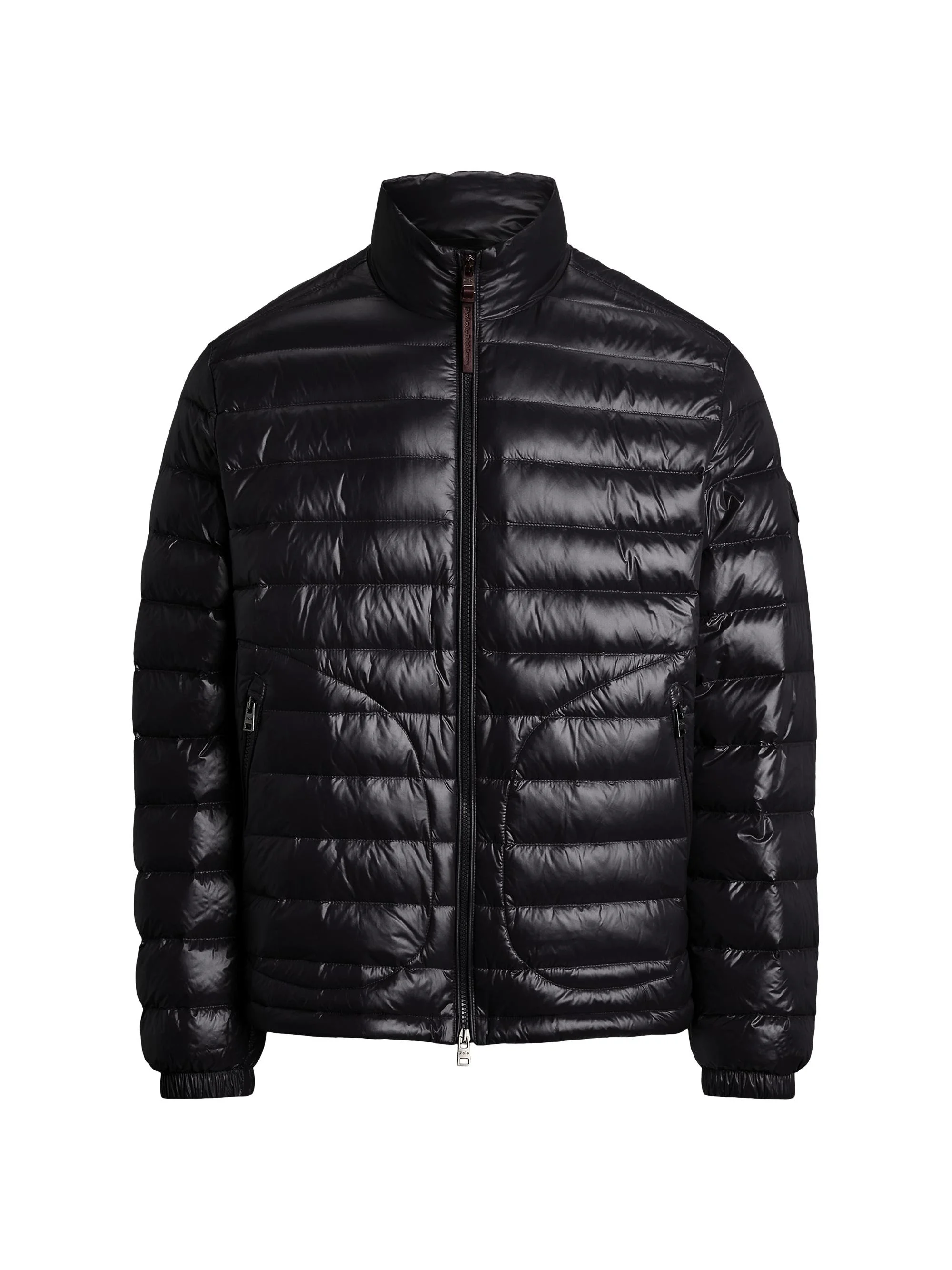 Men's Glossy Quilted Down Zip-Up Jacket - Polo Black Glossy - 1