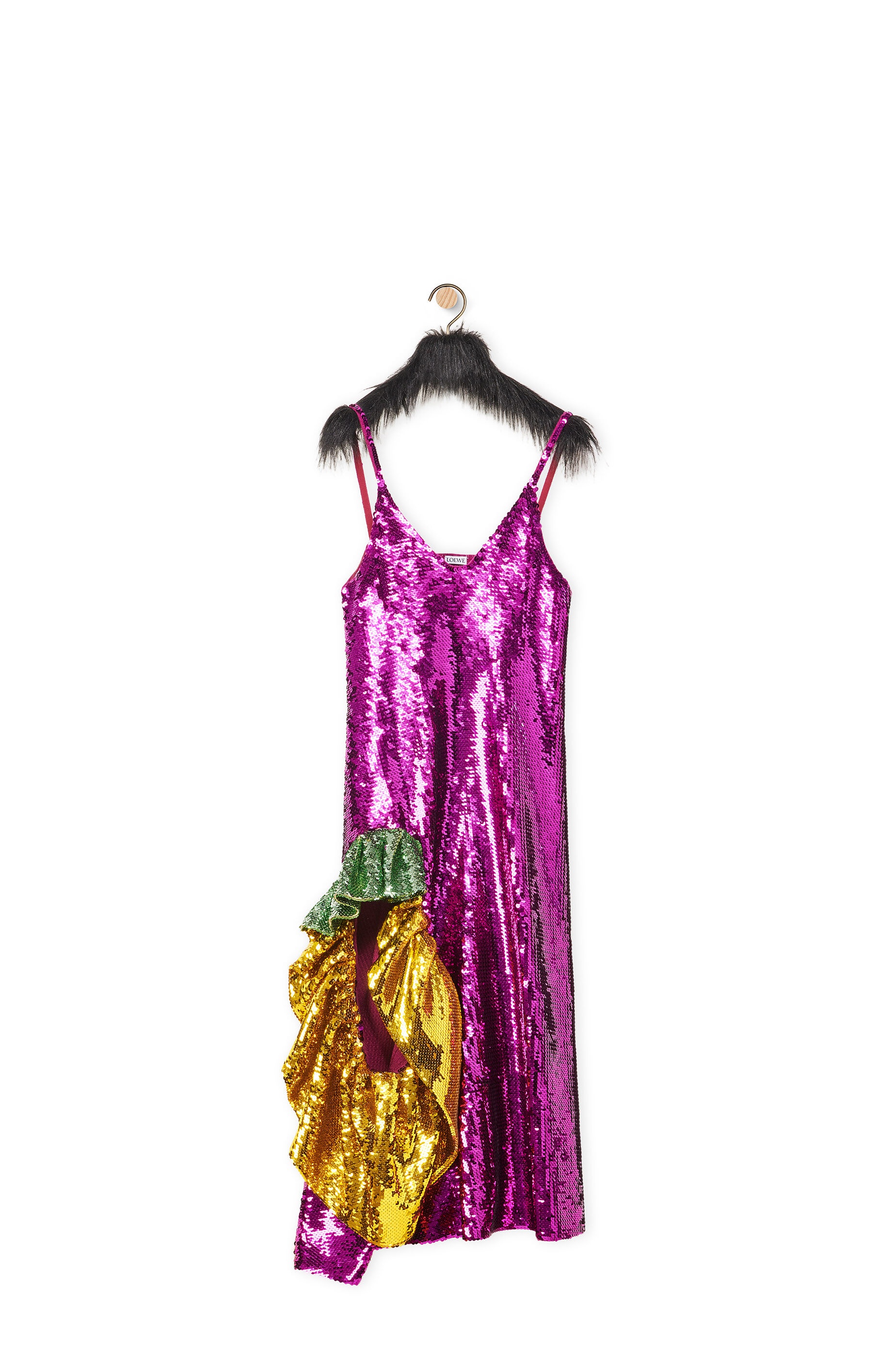 Sequin ruffle dress in wool - 1