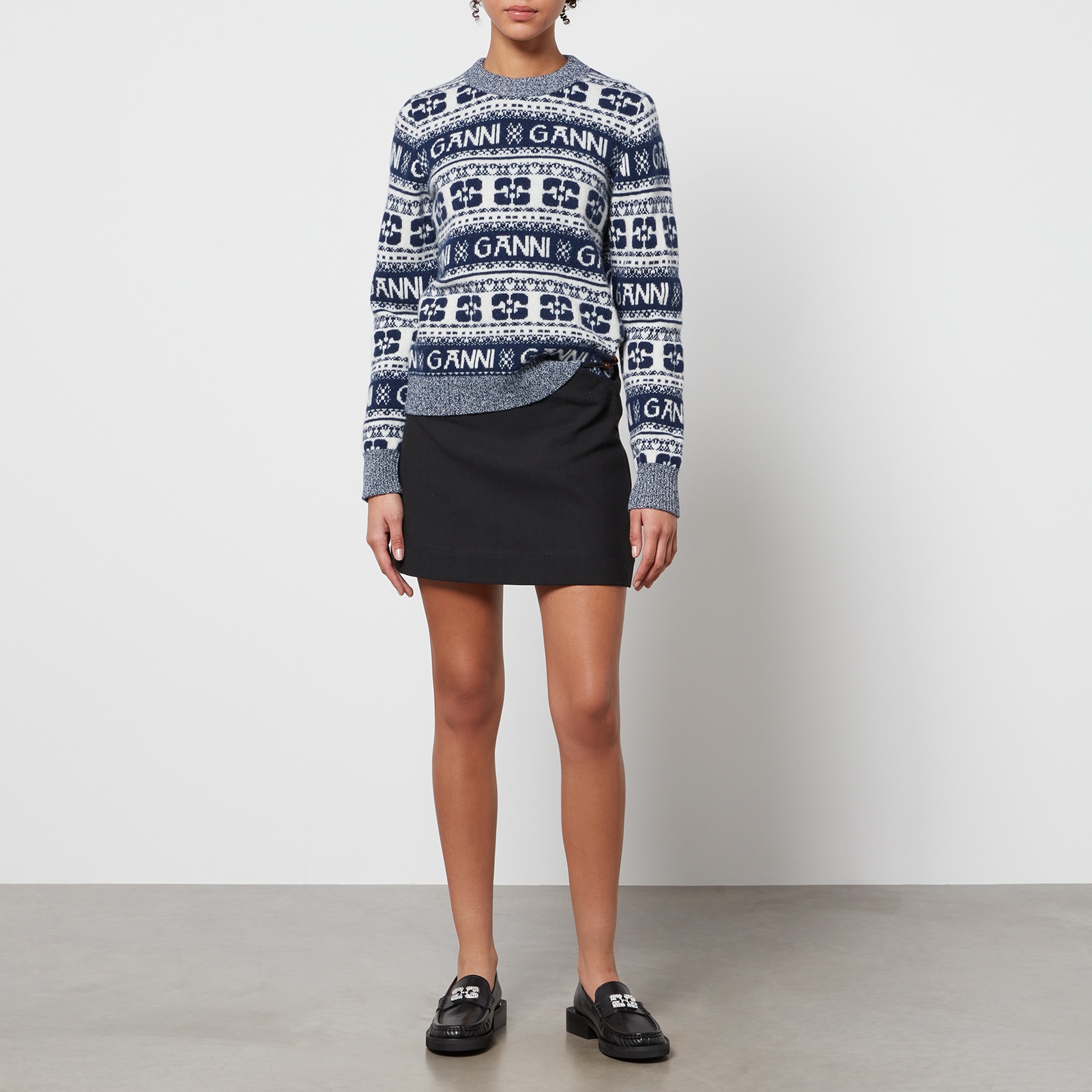 Ganni Logo-Intarsia Wool-Blend Jumper - 3