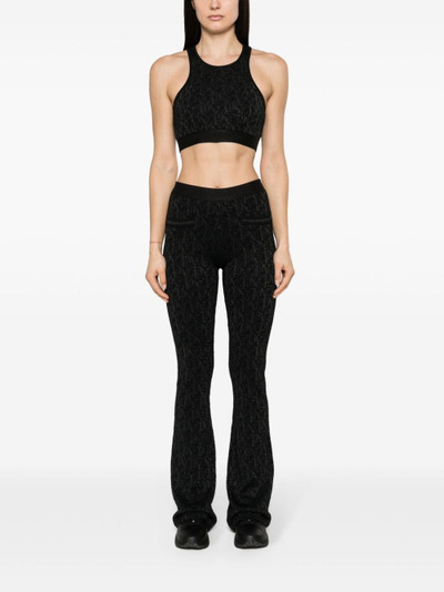 Palm Angels monogram-jacquard knitted flared trousers outlook