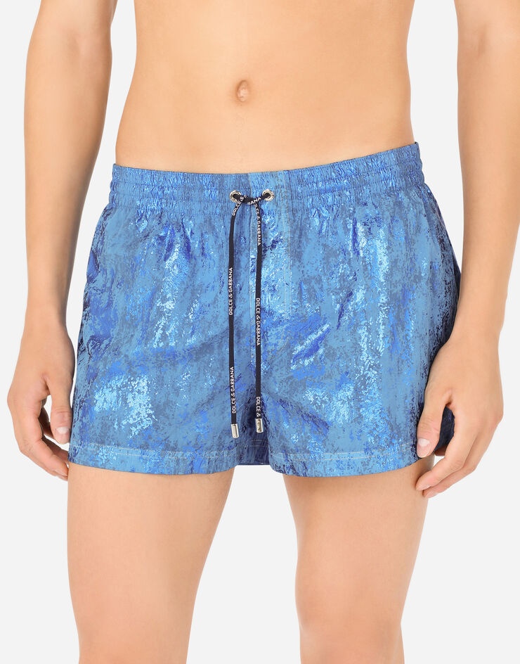 Short garment-dyed swim trunks - 4
