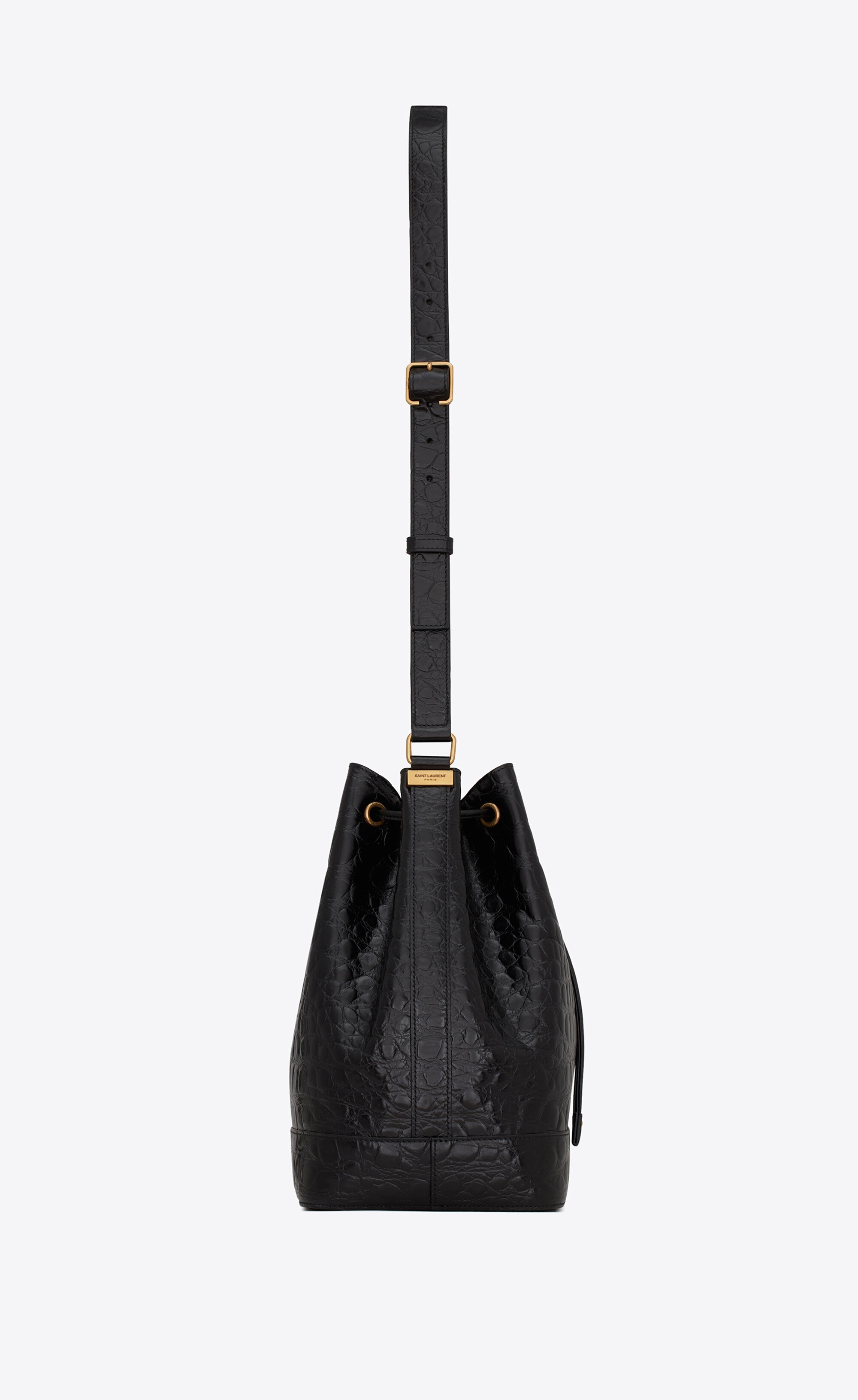 bucket bag in crocodile-embossed lacquered leather - 4