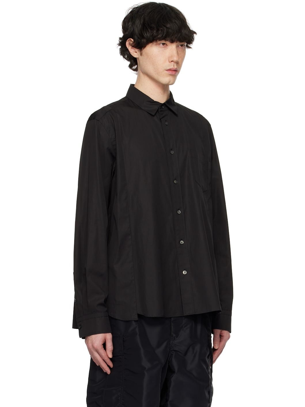 Black Cotton Poplin Shirt - 2