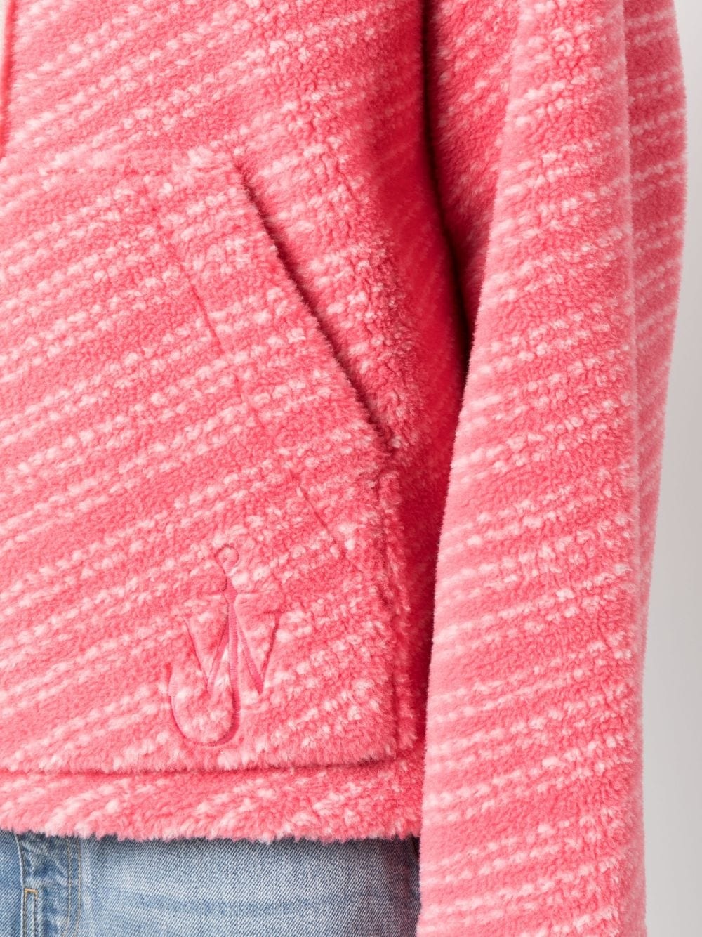 logo-embroidered fleece-textured hoodie - 5