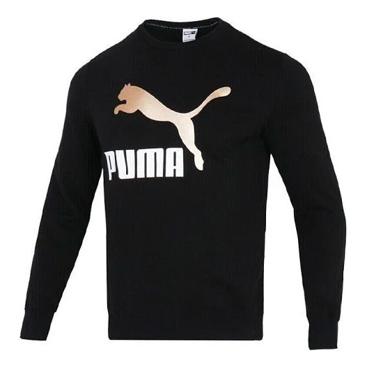 PUMA Bronzing Logo Sports Round Neck Pullover Black 535278-01 - 1