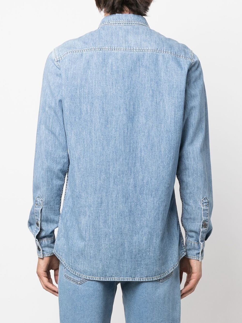 logo-embroidered denim shirt - 4