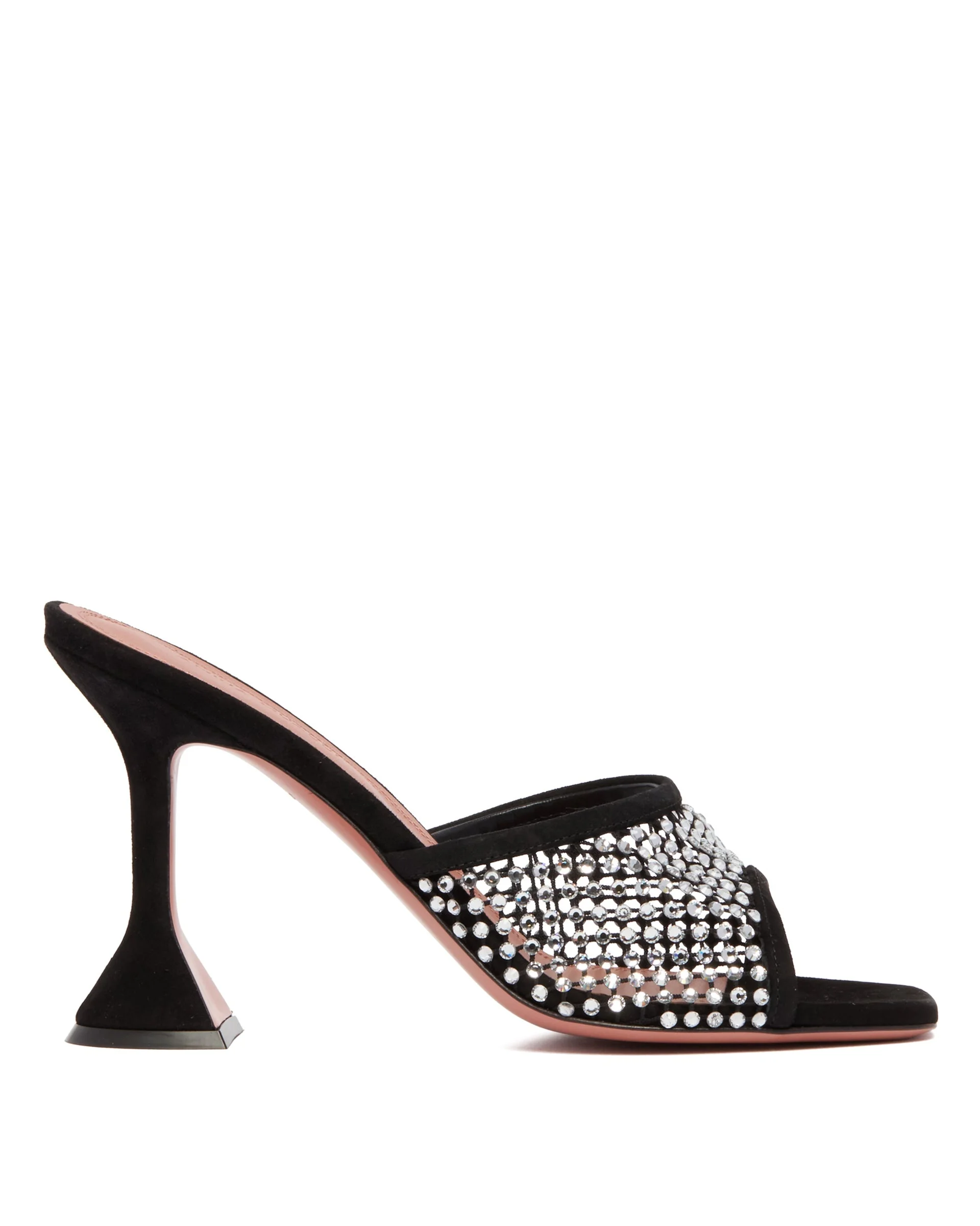 Black Lupita Net Mules with Crystals - 1