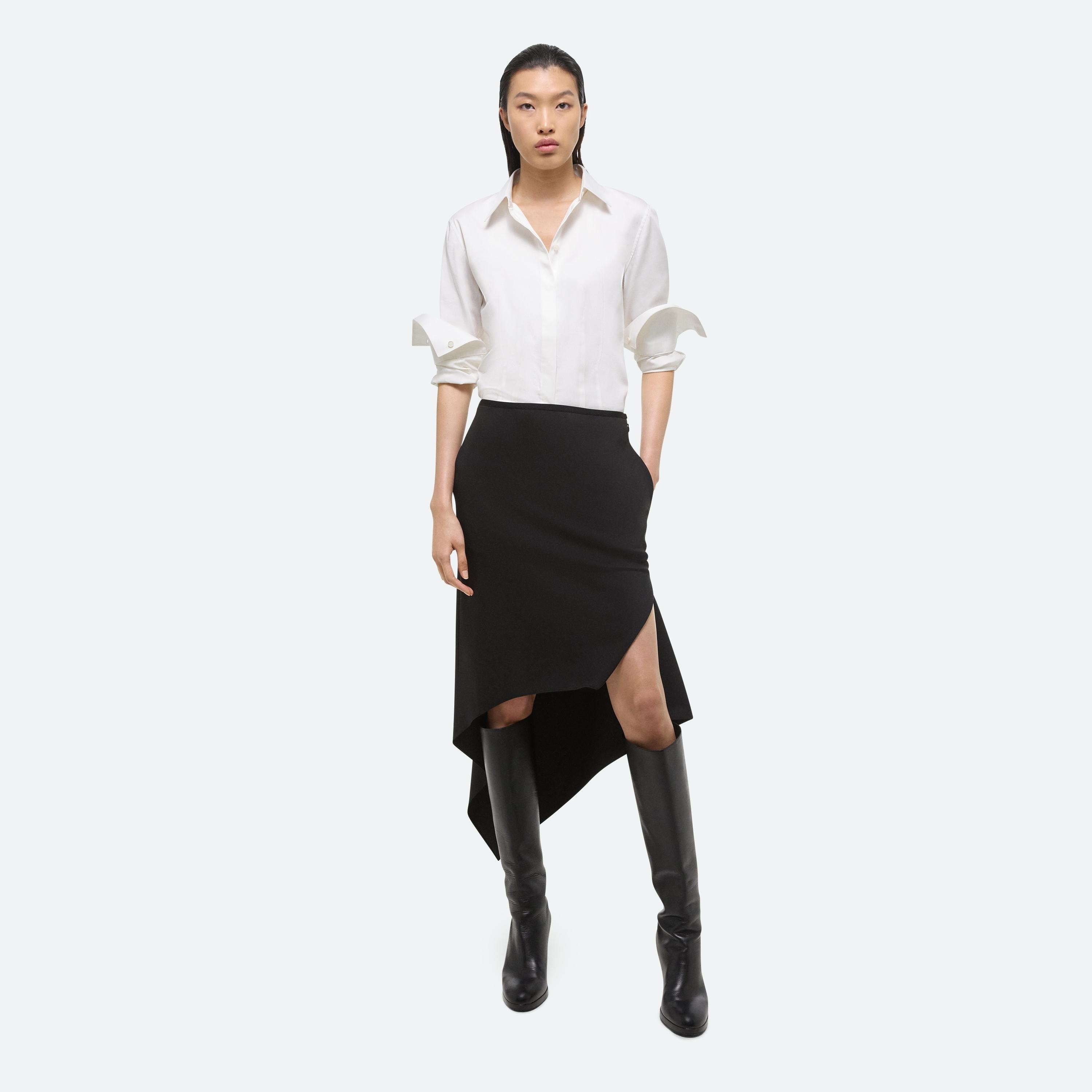 VIRGIN WOOL SCARF HEM SKIRT - 2