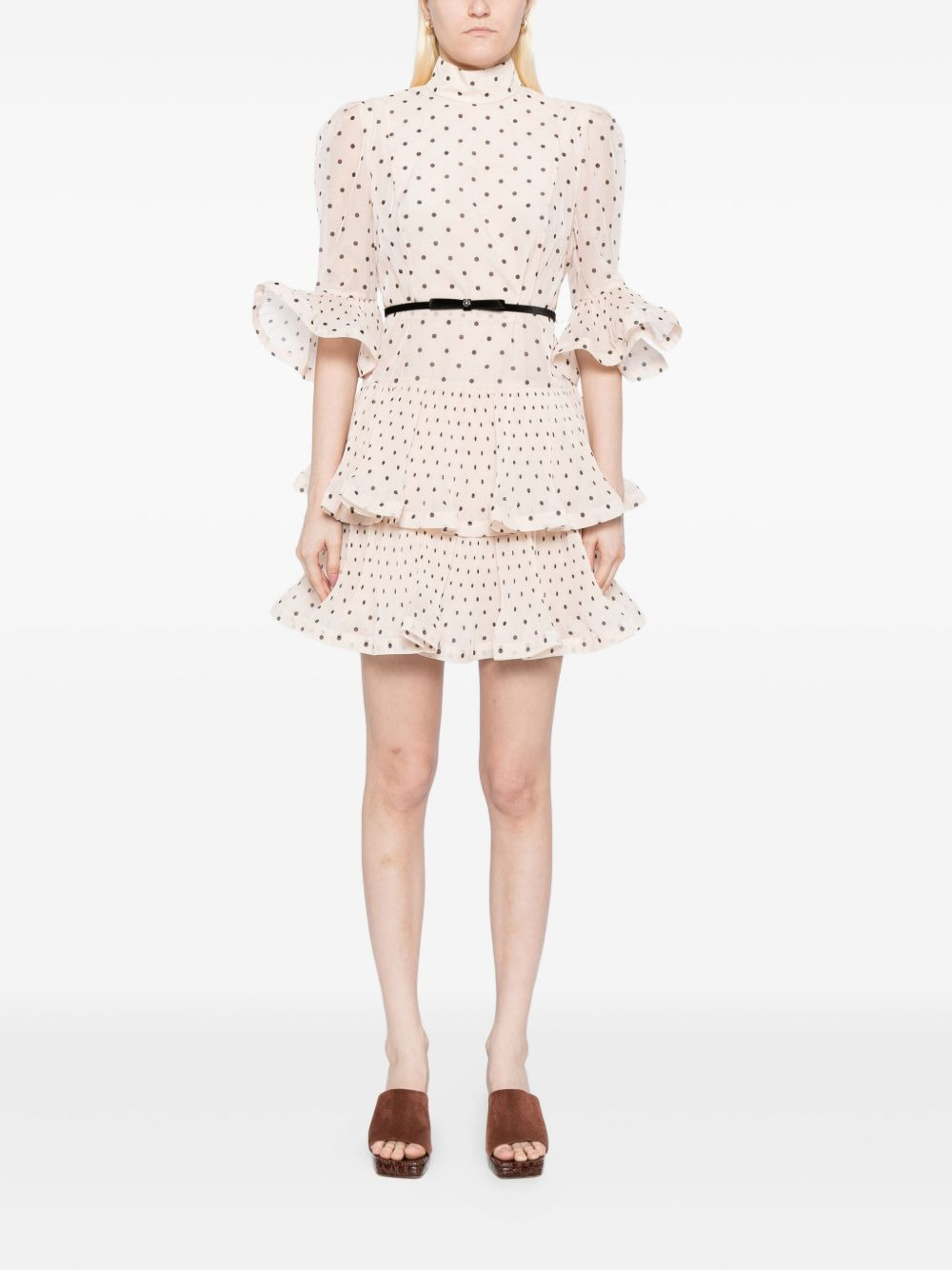 pleated polka dot mini dress - 2