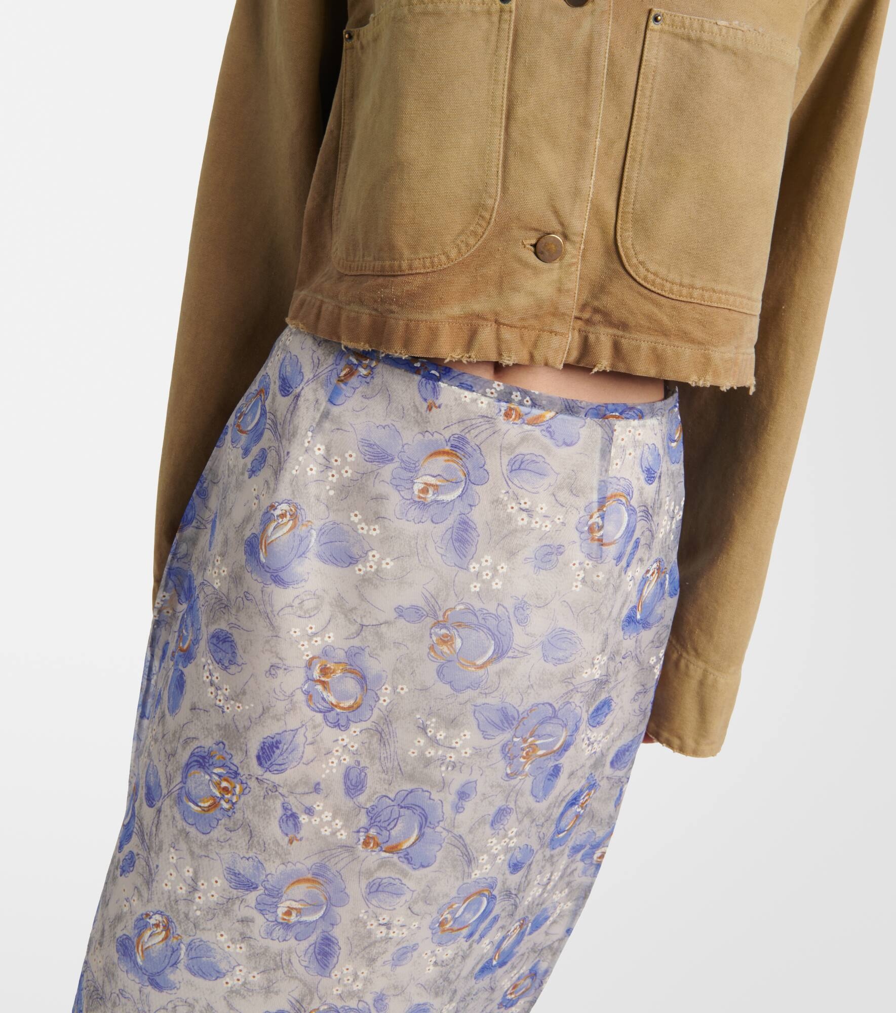 Floral sheer chiffon pencil skirt - 4