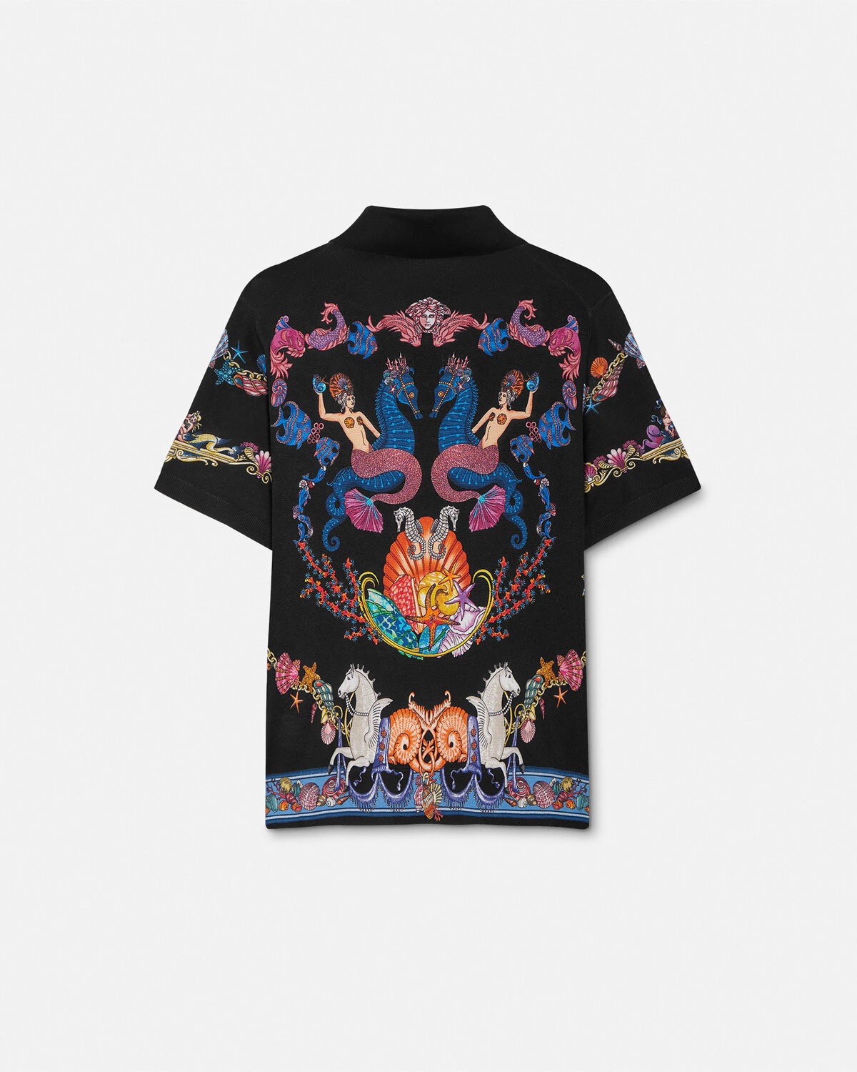 Coral Theatre Knit Silk Polo Shirt - 3