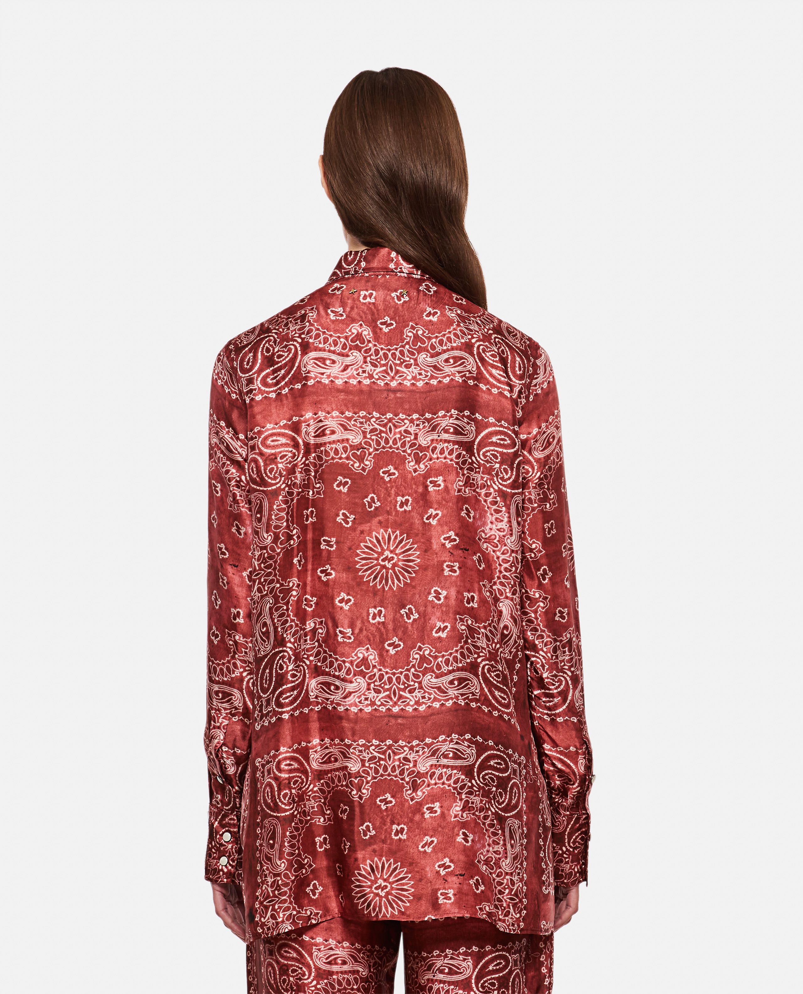 GOLDEN PAISLEY PRINTED VISCOSE TWILL PAJAMA SHIRT - 3