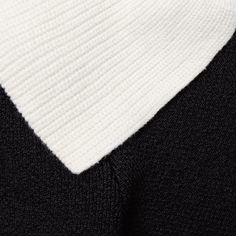 Black Knit Cardigan With Contrast Collar 6