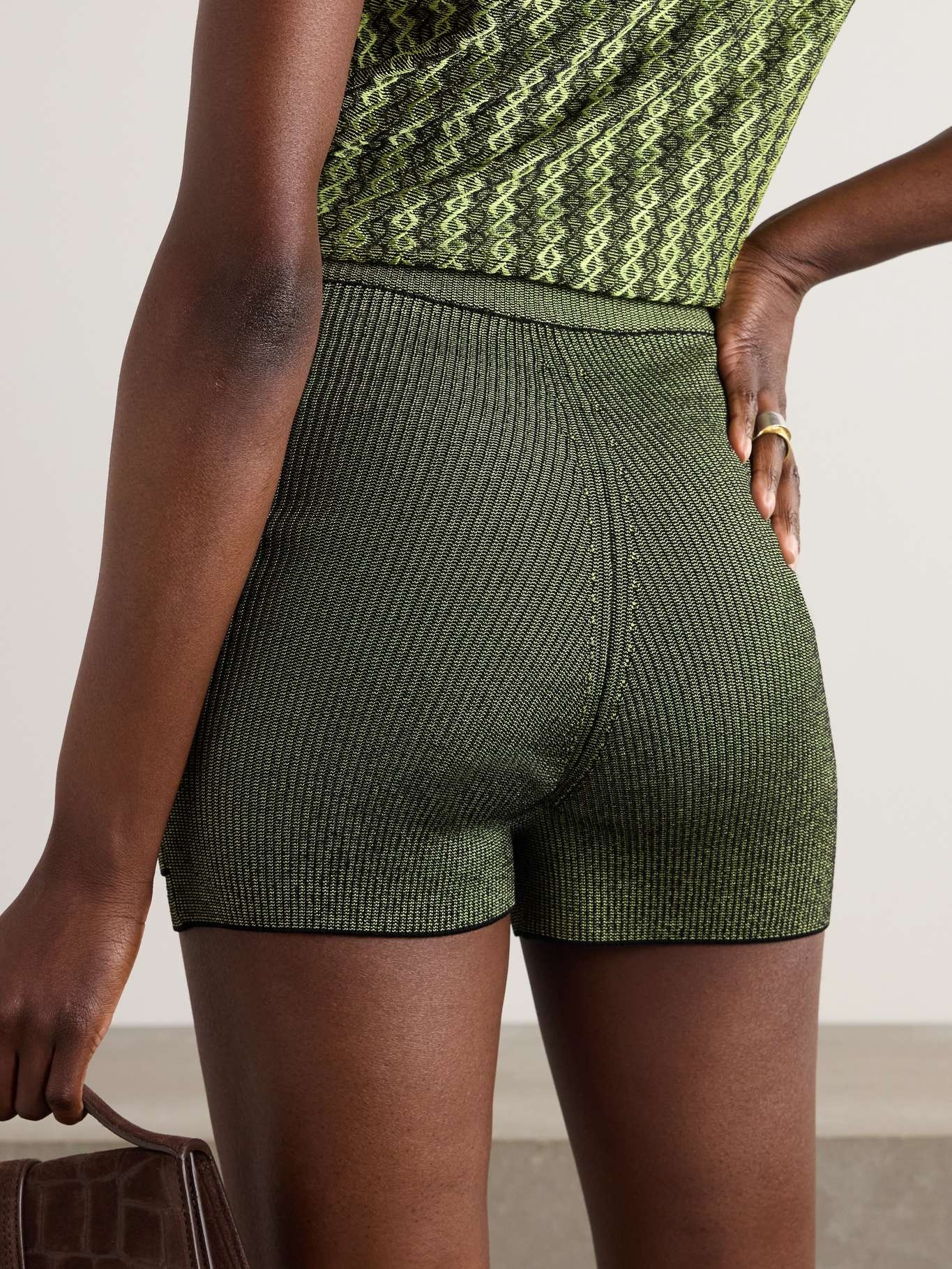 Marino jacquard-knit shorts Green - 3