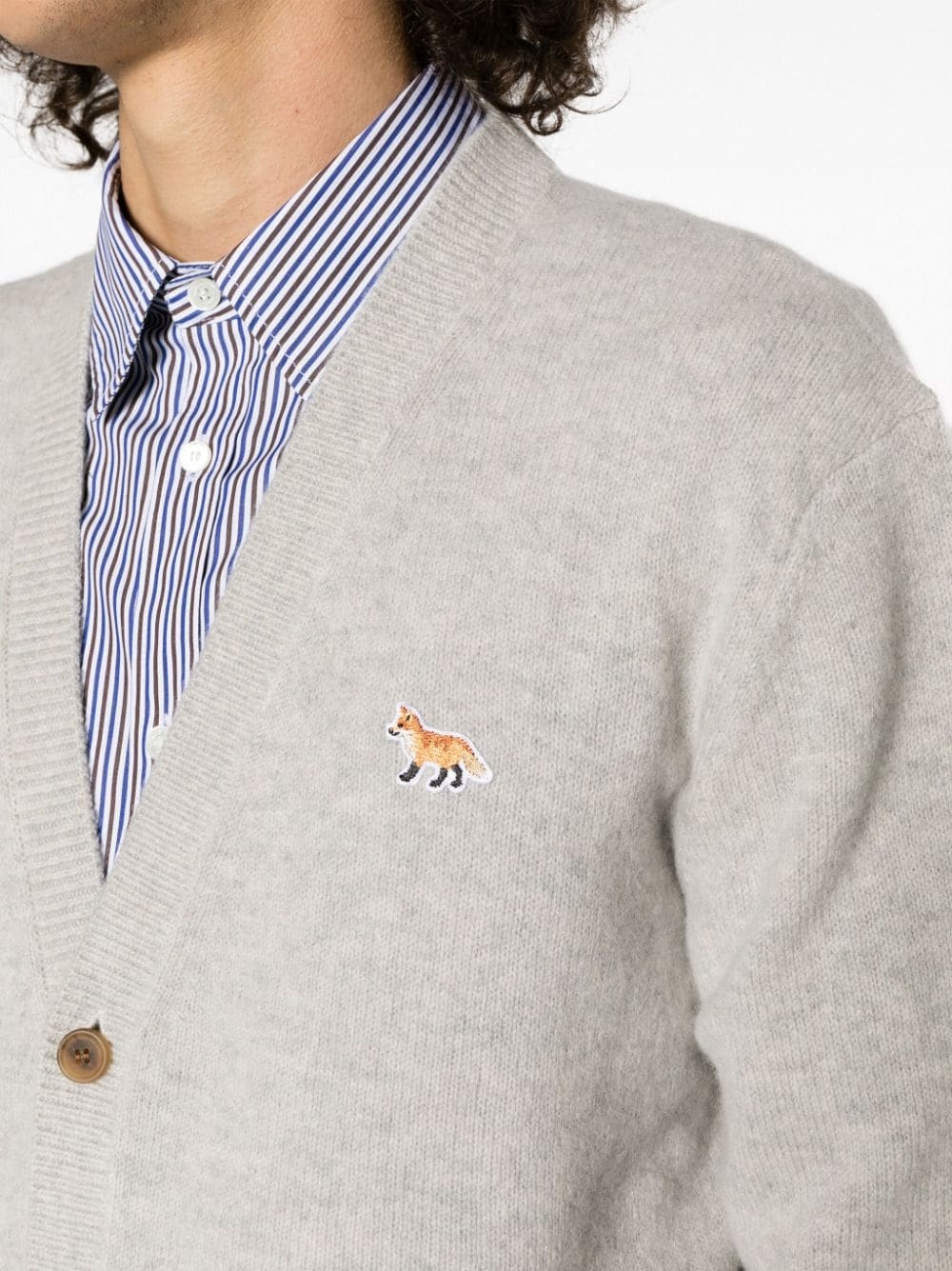 fox-motif V-neck cardigan - 5