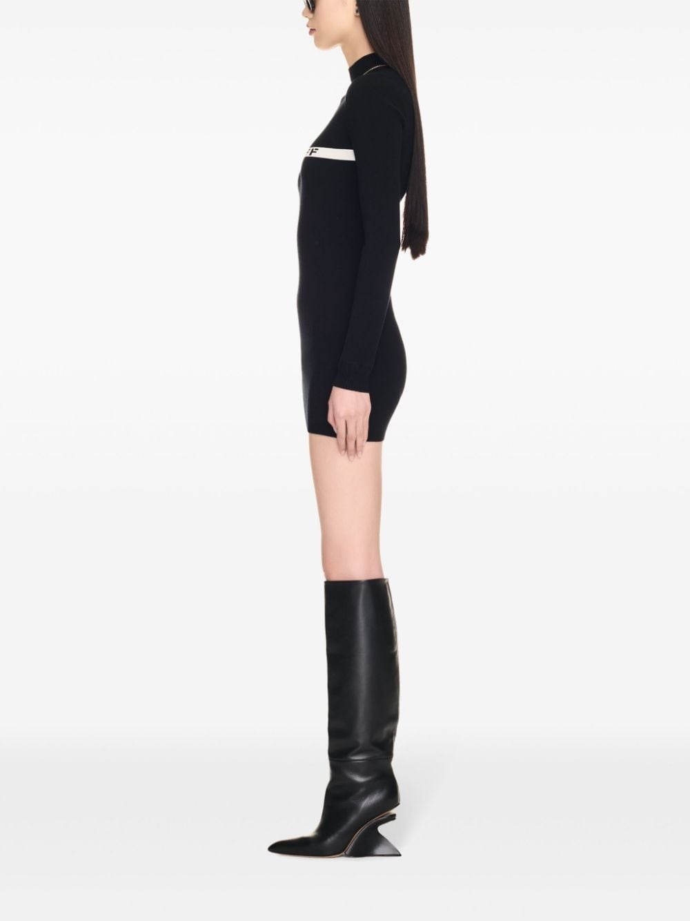 intarsia-knit logo dress - 3