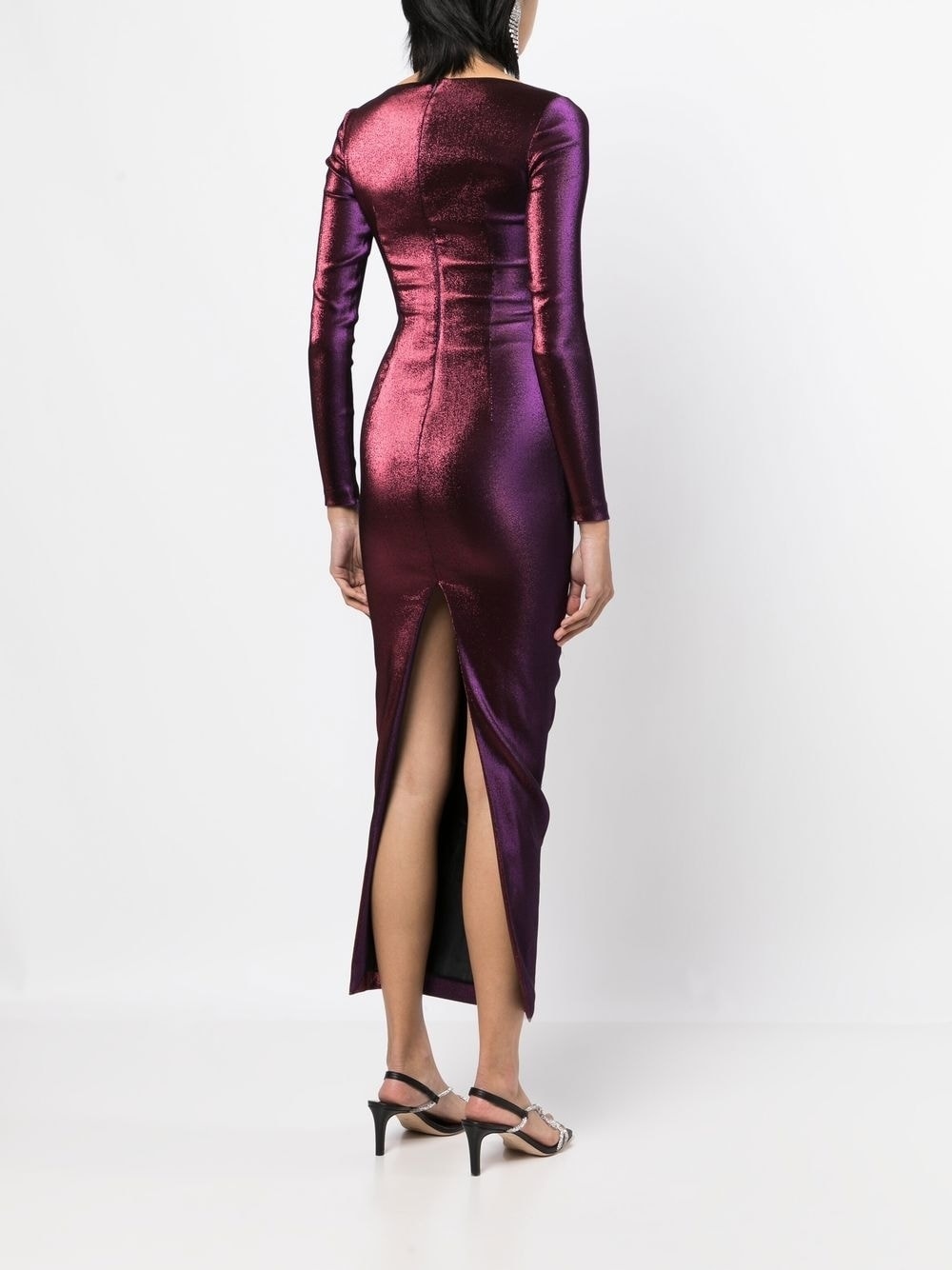 satin long-sleeved maxi dress - 4