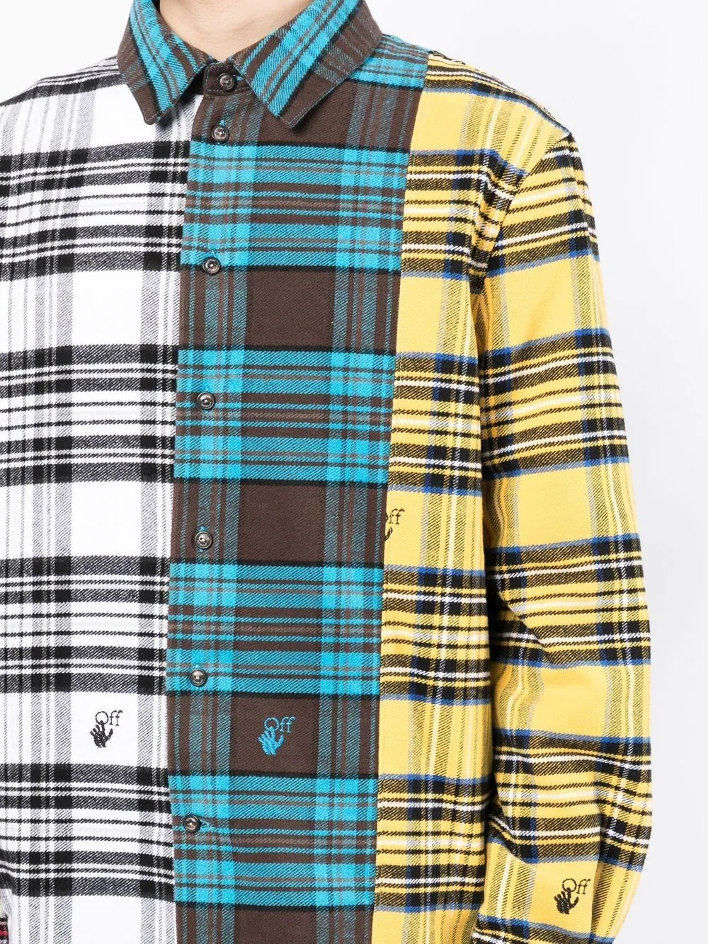 multi-panel check-pattern shirt - 5