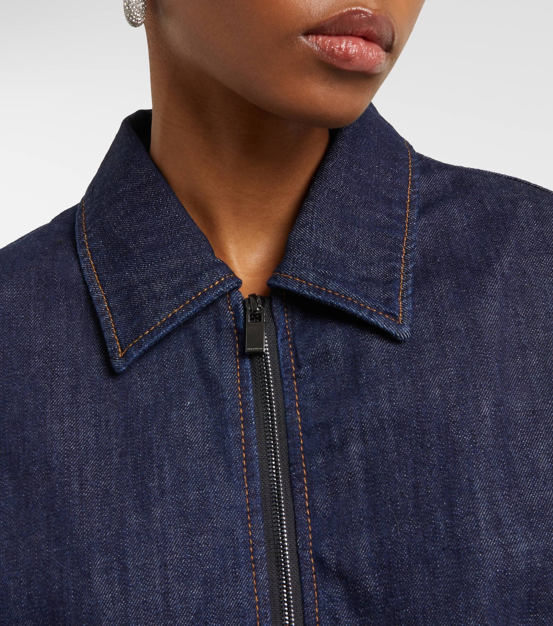 Oversized denim bomber jacket - 4