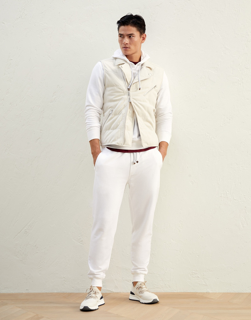 Brunello Cucinelli Cotton and linen French terry trousers with elasticated cuffs outlook