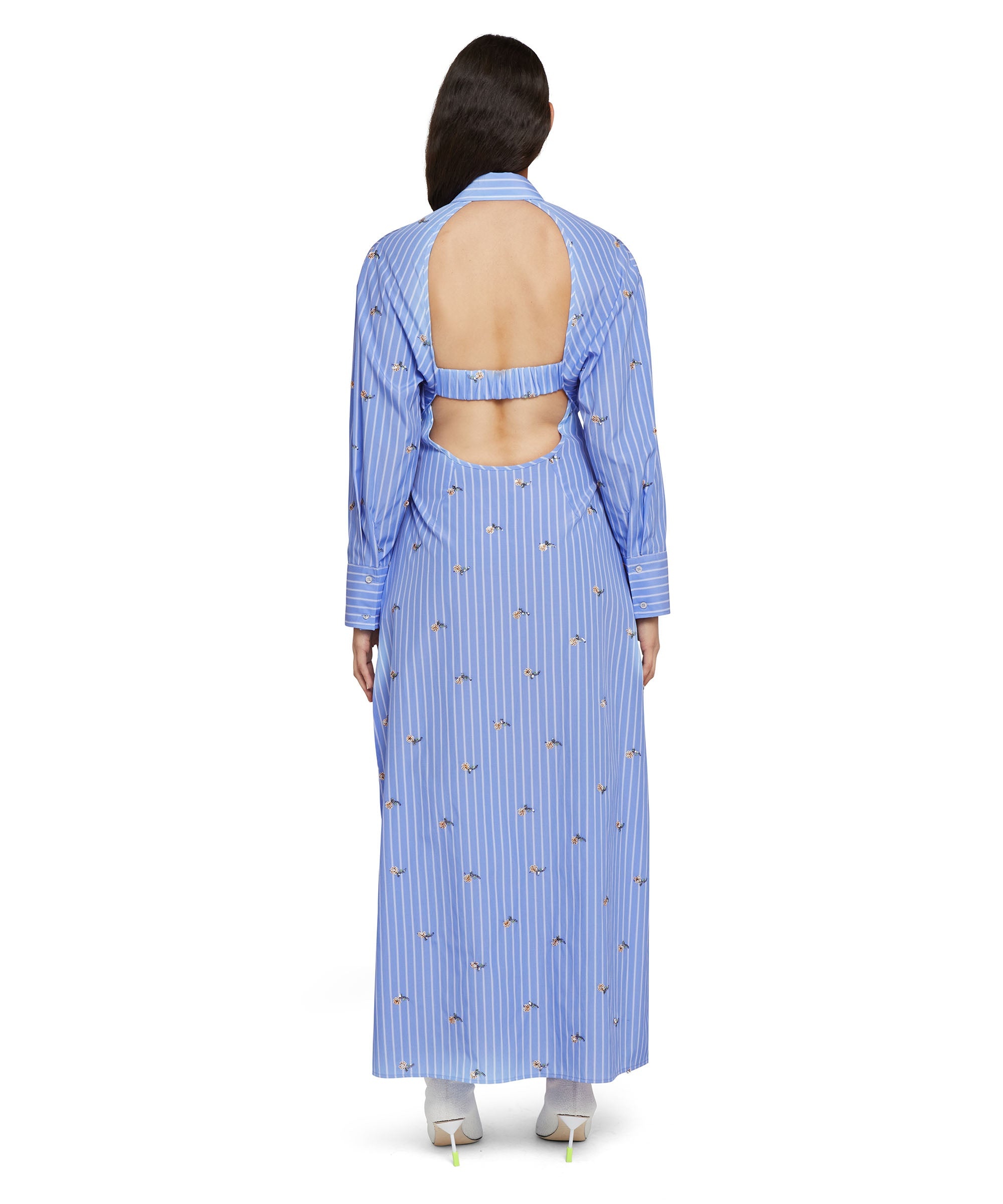 Tailored poplin cotton striped chemisier midi dress - 3