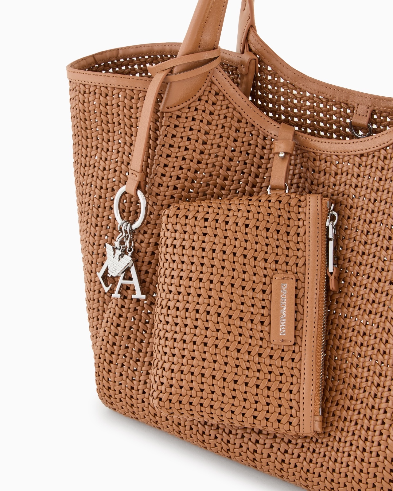 INTERWOVEN SHOPPER BAG WITH LOGO CHARM - 5