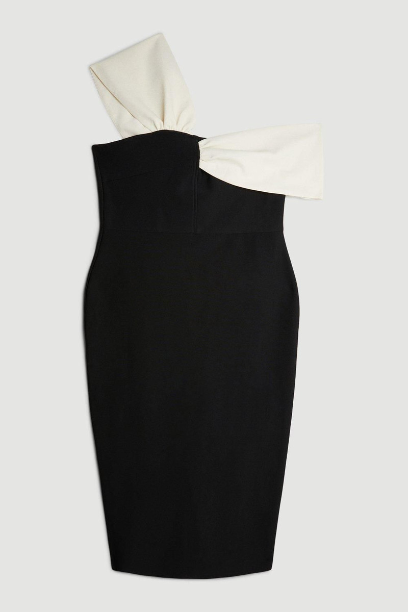 Plus Size Figure Form Bandage Knit Asymmetric Strap Midi Dress 4