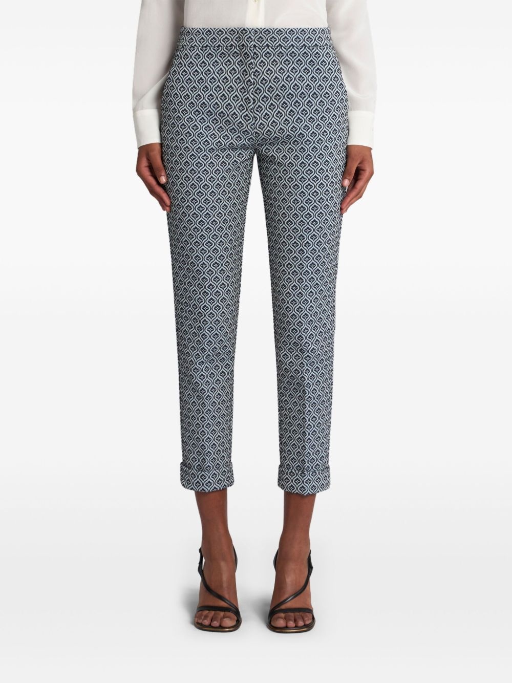 floral-jacquard trousers - 3