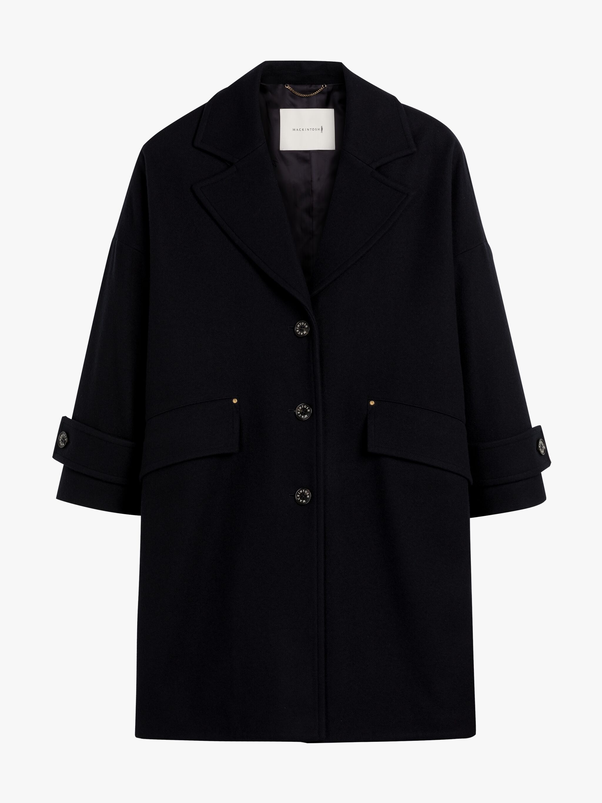 HUMBIE CHESTER NAVY WOOL OVERCOAT - 1