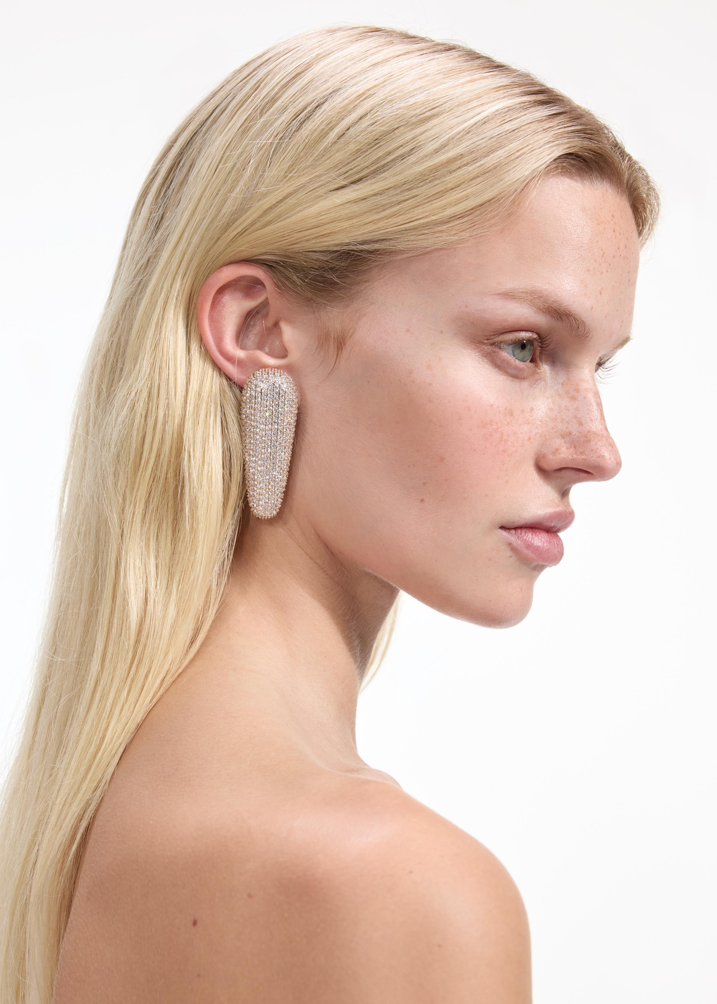 Gold Crystal Bar Earrings - 3